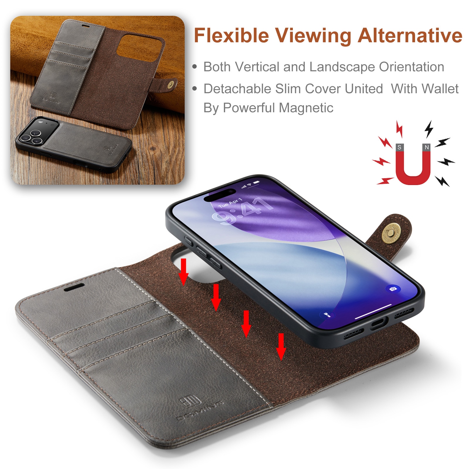 Handytasche Magnetische iPhone 17 Pro Max Brown