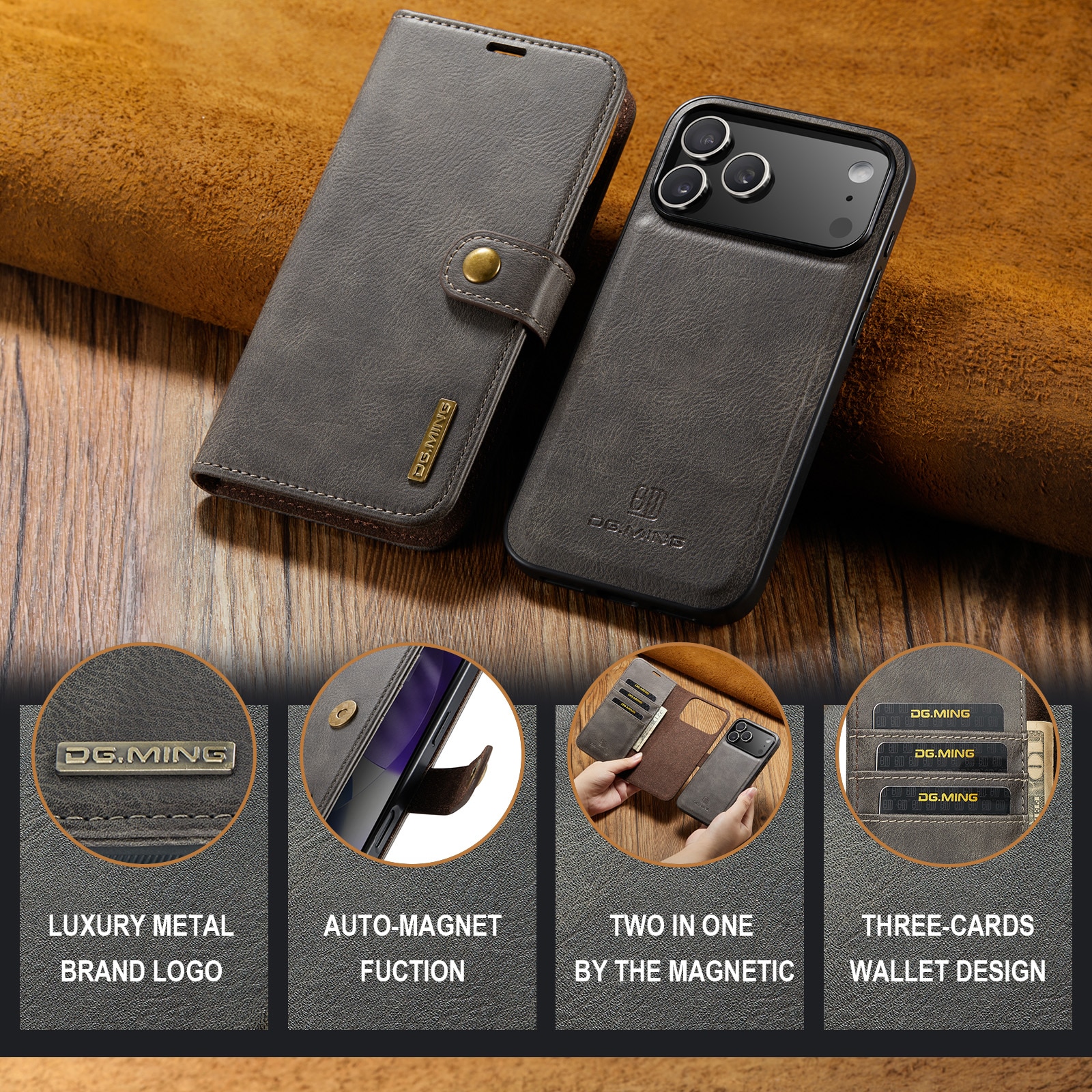Handytasche Magnetische iPhone 17 Pro Max Brown