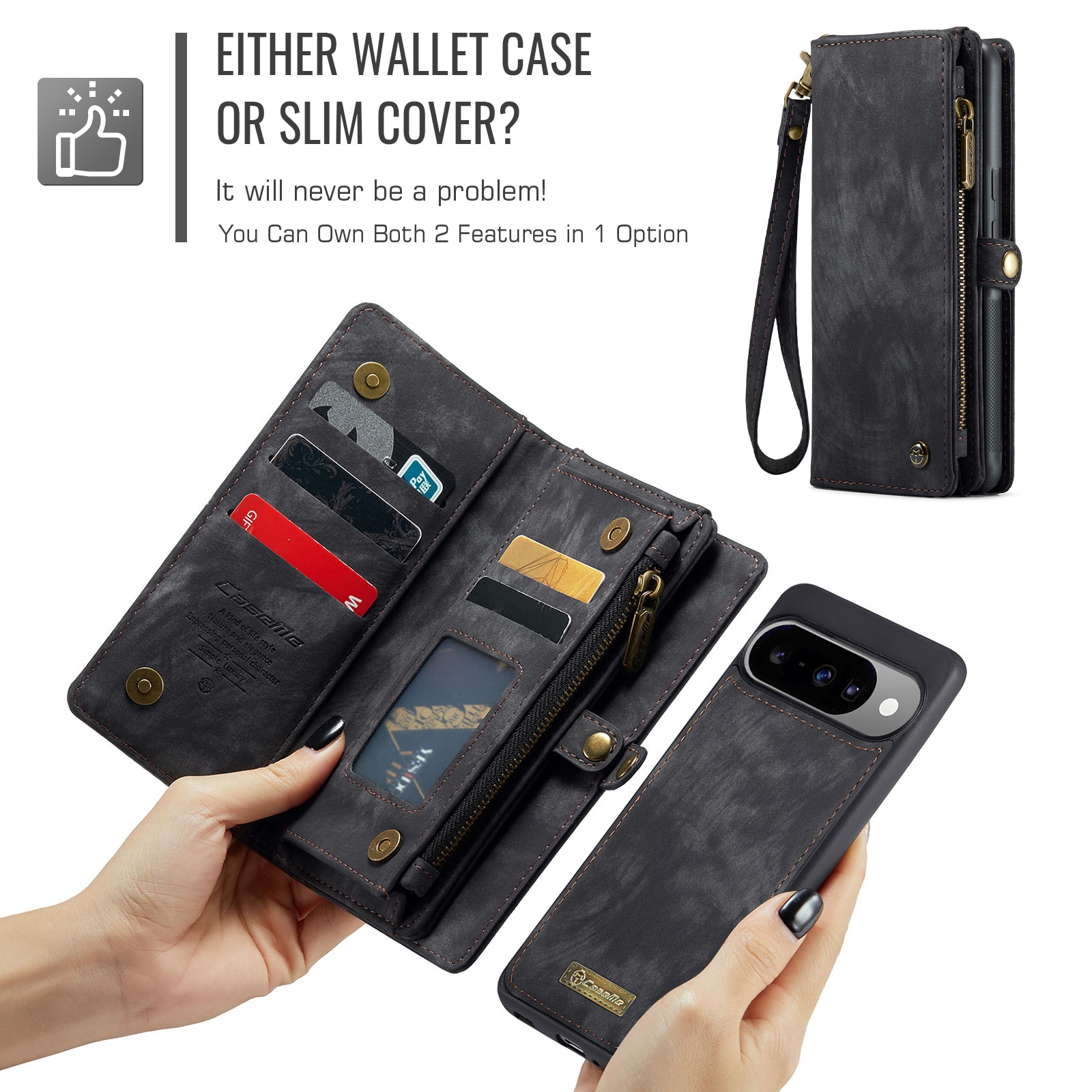 Multi-slot Portemonnaie-Hülle Google Pixel 10 Grau