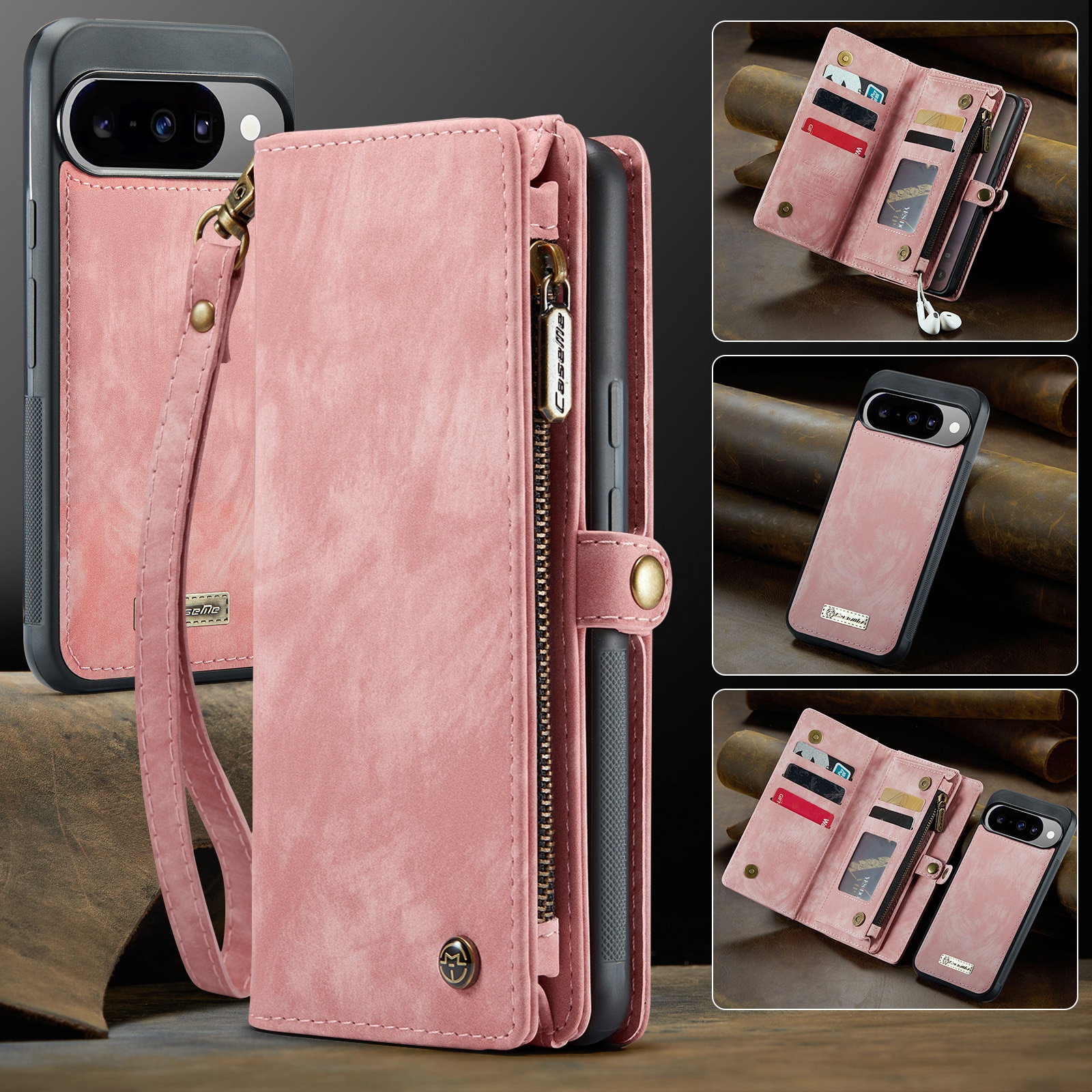 Multi-slot Portemonnaie-Hülle Google Pixel 10 Rosa