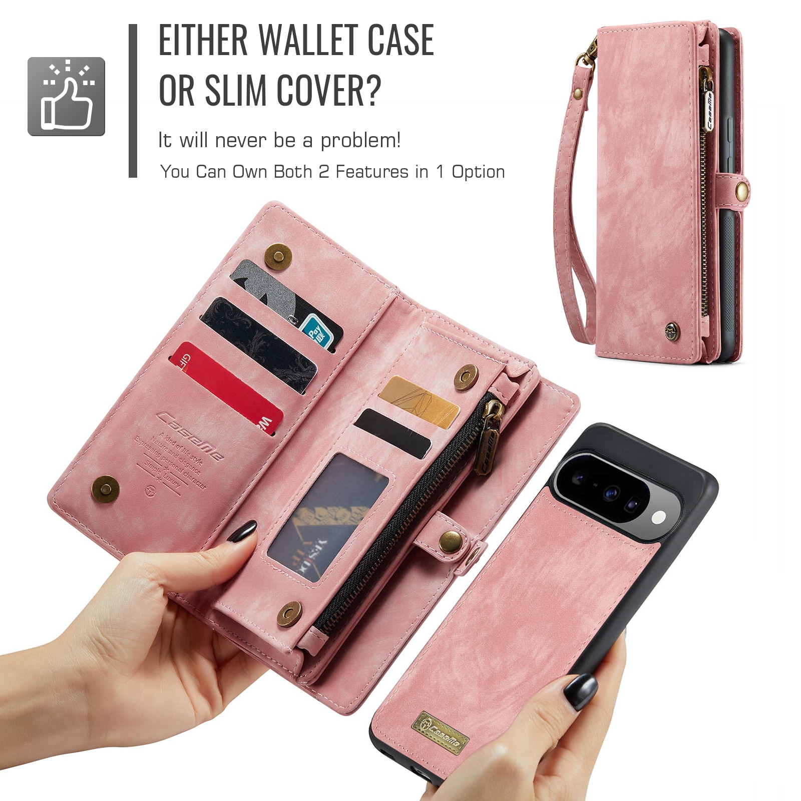 Multi-slot Portemonnaie-Hülle Google Pixel 10 Rosa