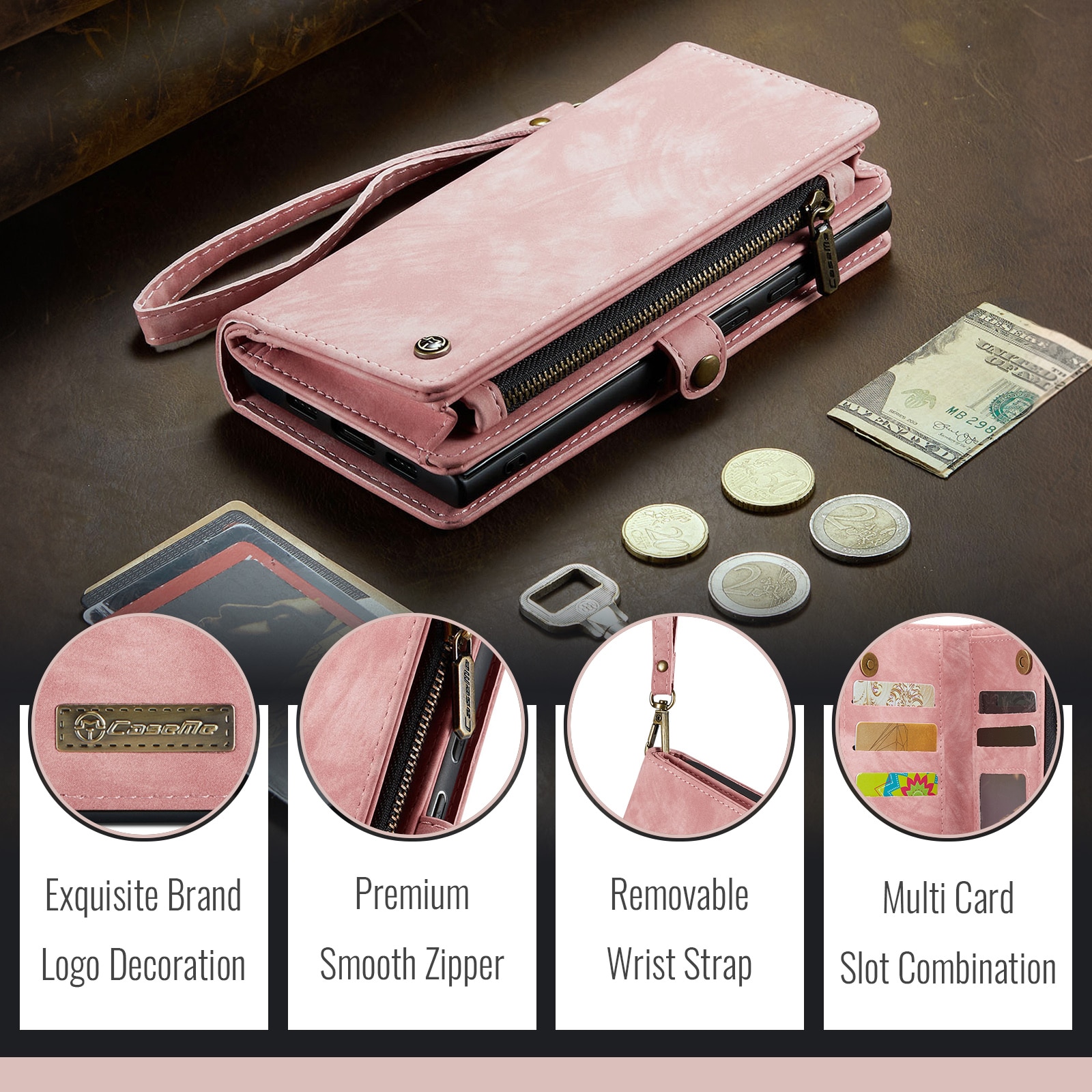 Multi-slot Portemonnaie-Hülle Google Pixel 10 Rosa