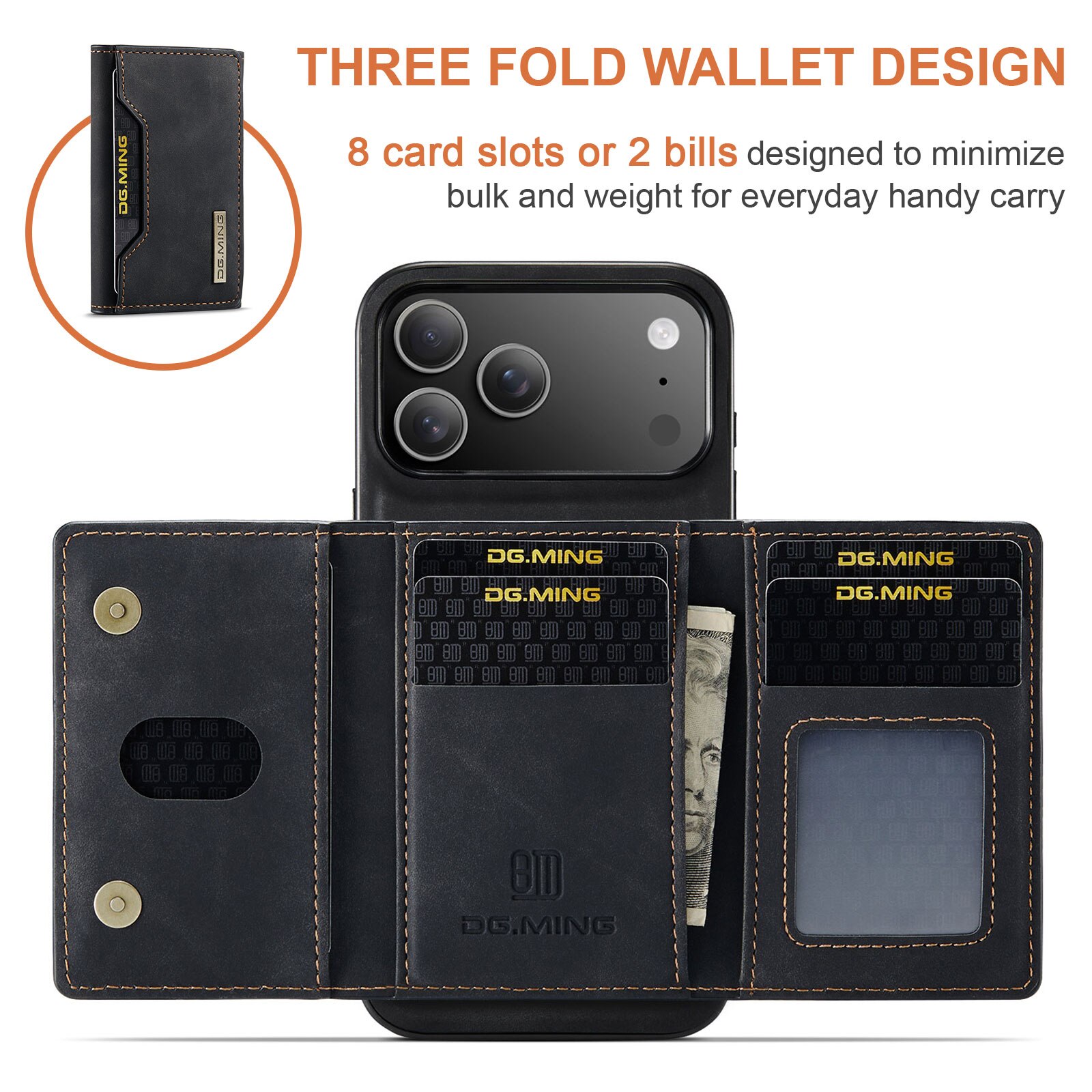 Magnetic Card Slot Case iPhone 17 Pro Max Schwarz