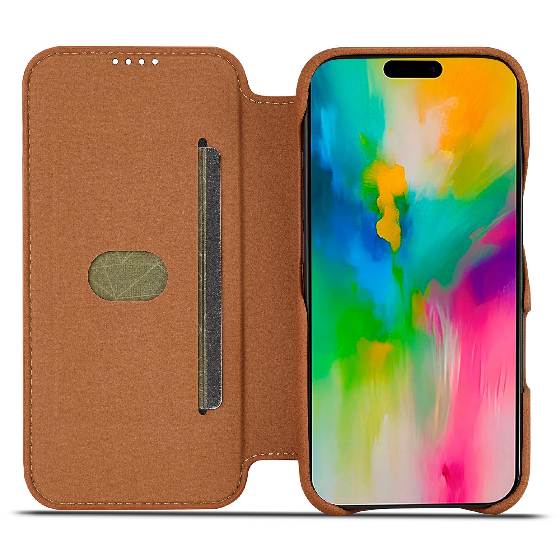 Slim Portemonnaie-Hülle iPhone 17 Cognac
