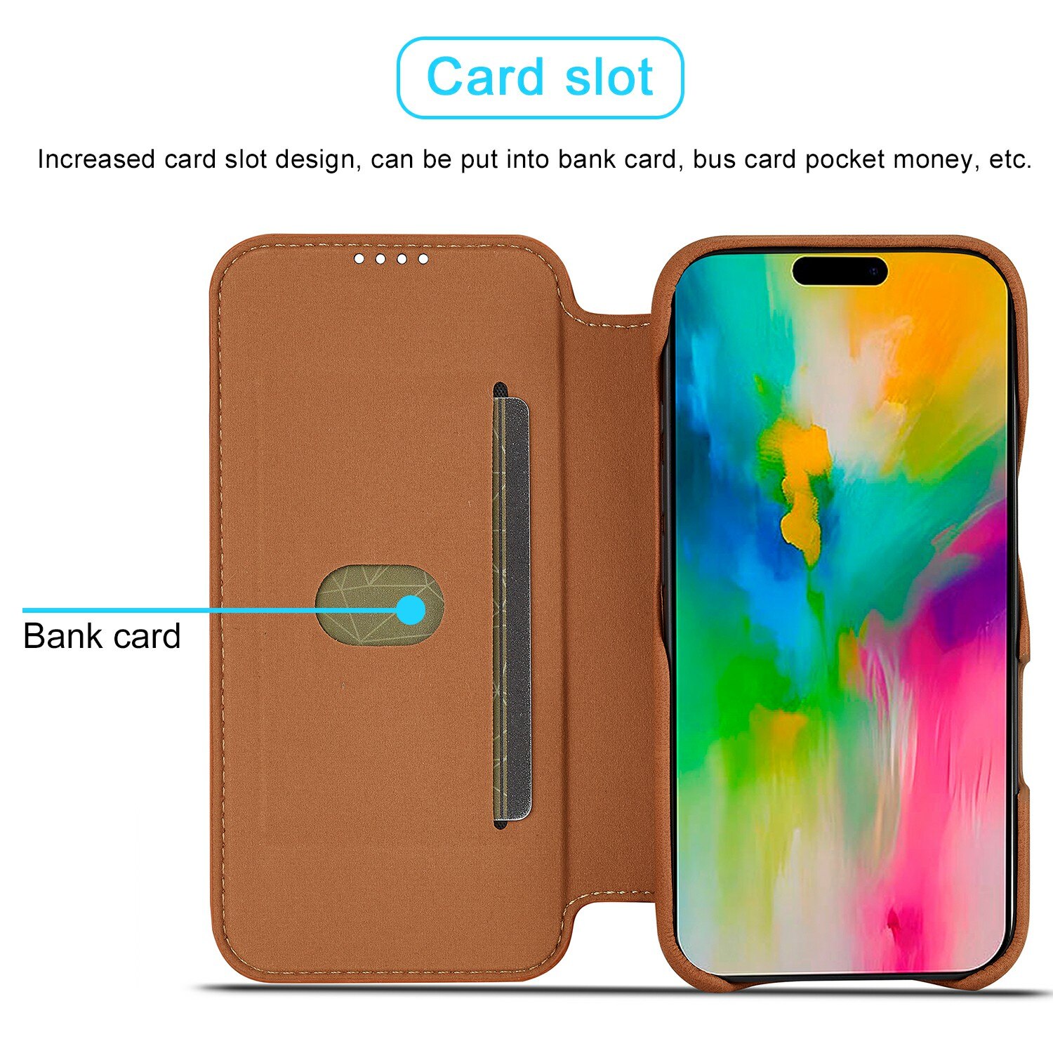 Slim Portemonnaie-Hülle iPhone 17 Cognac