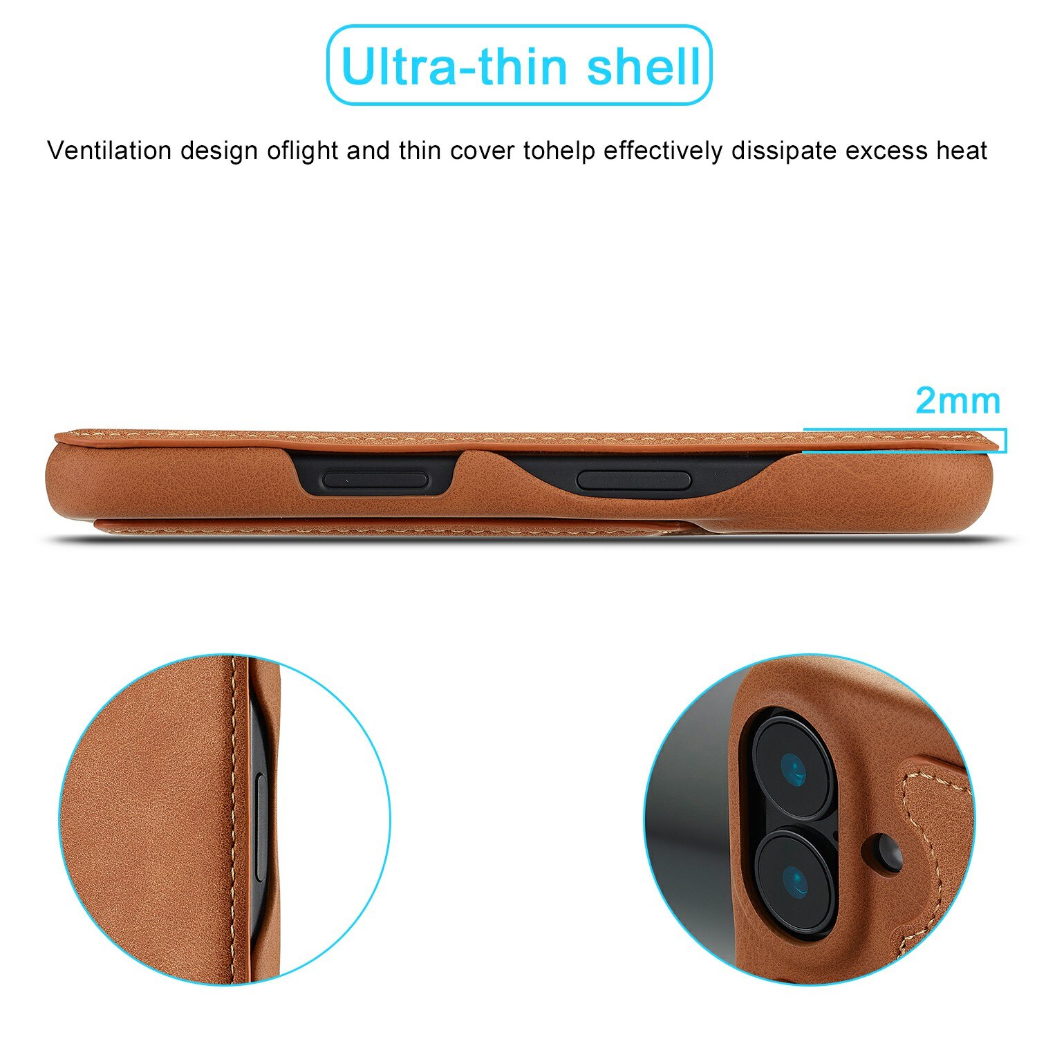 Slim Portemonnaie-Hülle iPhone 17 Cognac