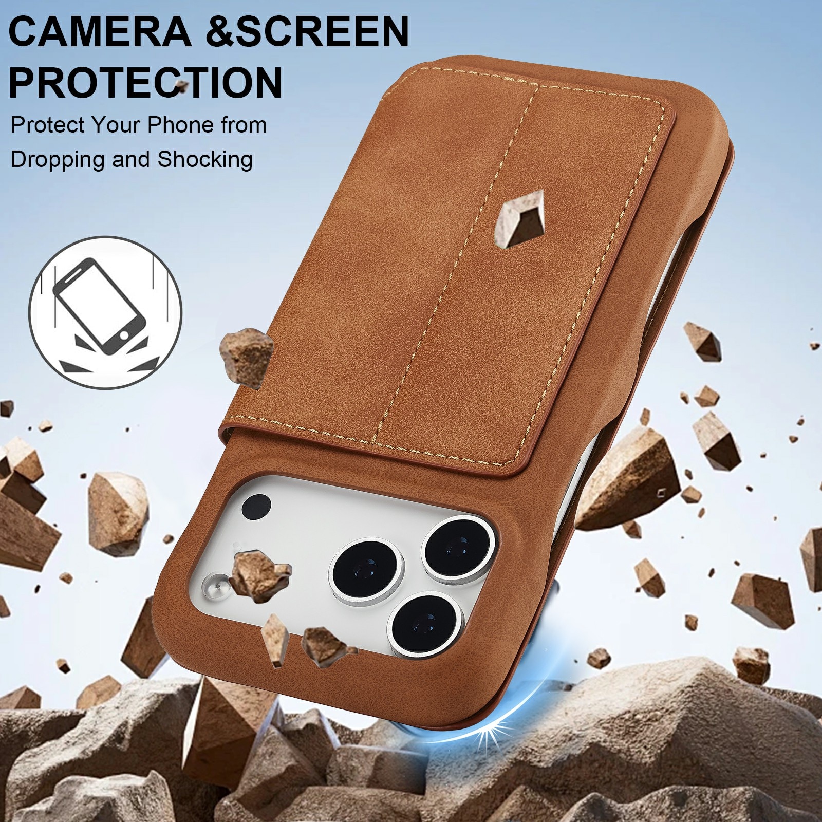Slim Portemonnaie-Hülle iPhone 17 Pro Cognac