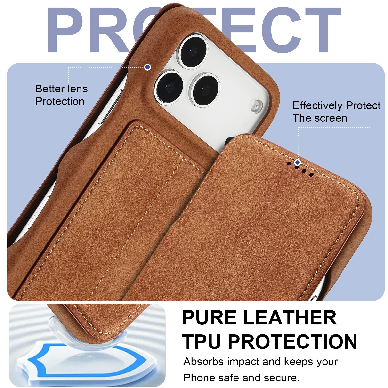 Slim Portemonnaie-Hülle iPhone 17 Pro Cognac