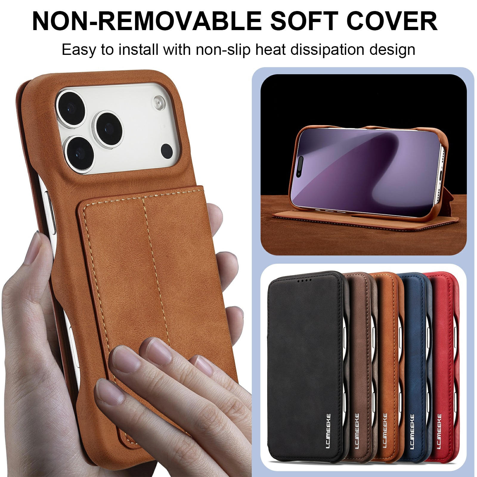 Slim Portemonnaie-Hülle iPhone 17 Pro Cognac