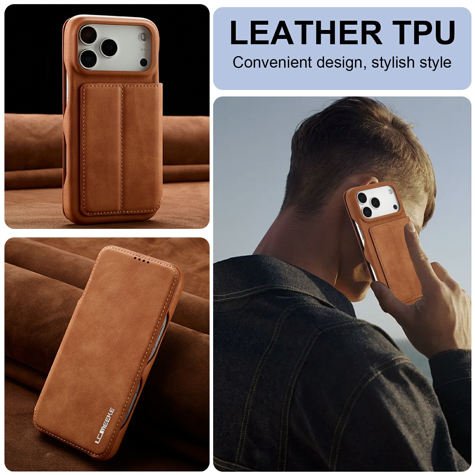 Slim Portemonnaie-Hülle iPhone 17 Pro Cognac