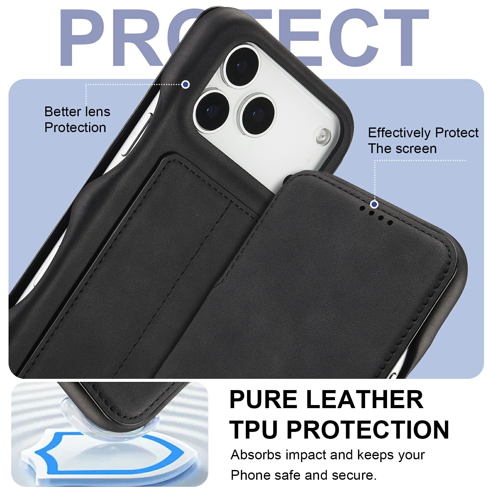 Slim Portemonnaie-Hülle iPhone 17 Pro Max Schwarz