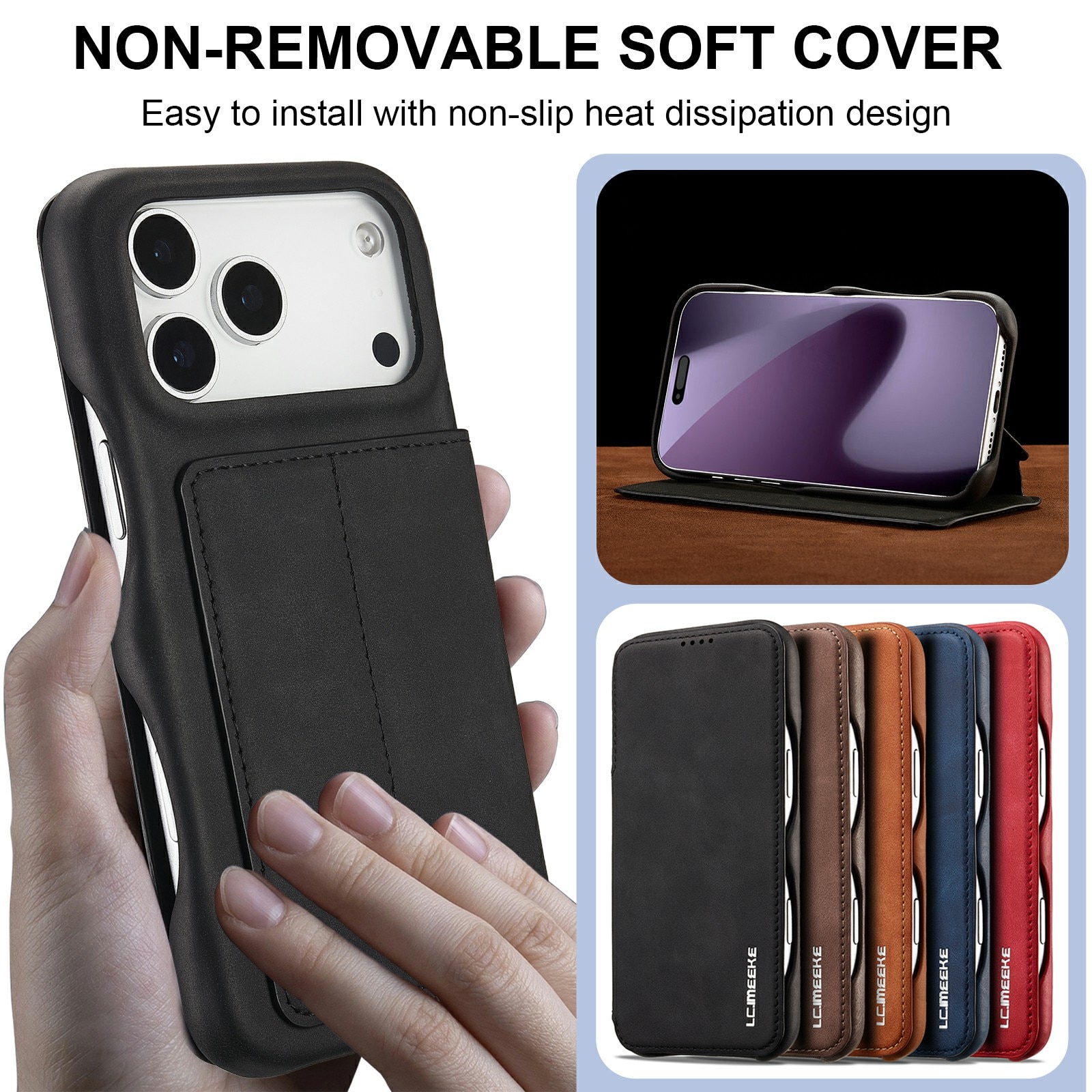 Slim Portemonnaie-Hülle iPhone 17 Pro Max Schwarz