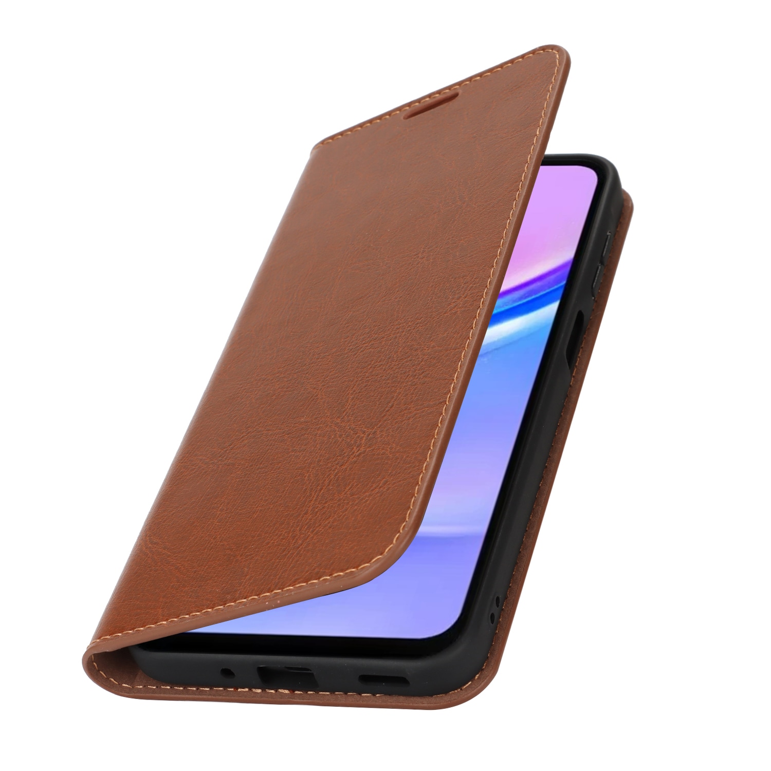 Samsung Galaxy A17 Handytasche aus Echtem Leder Braun