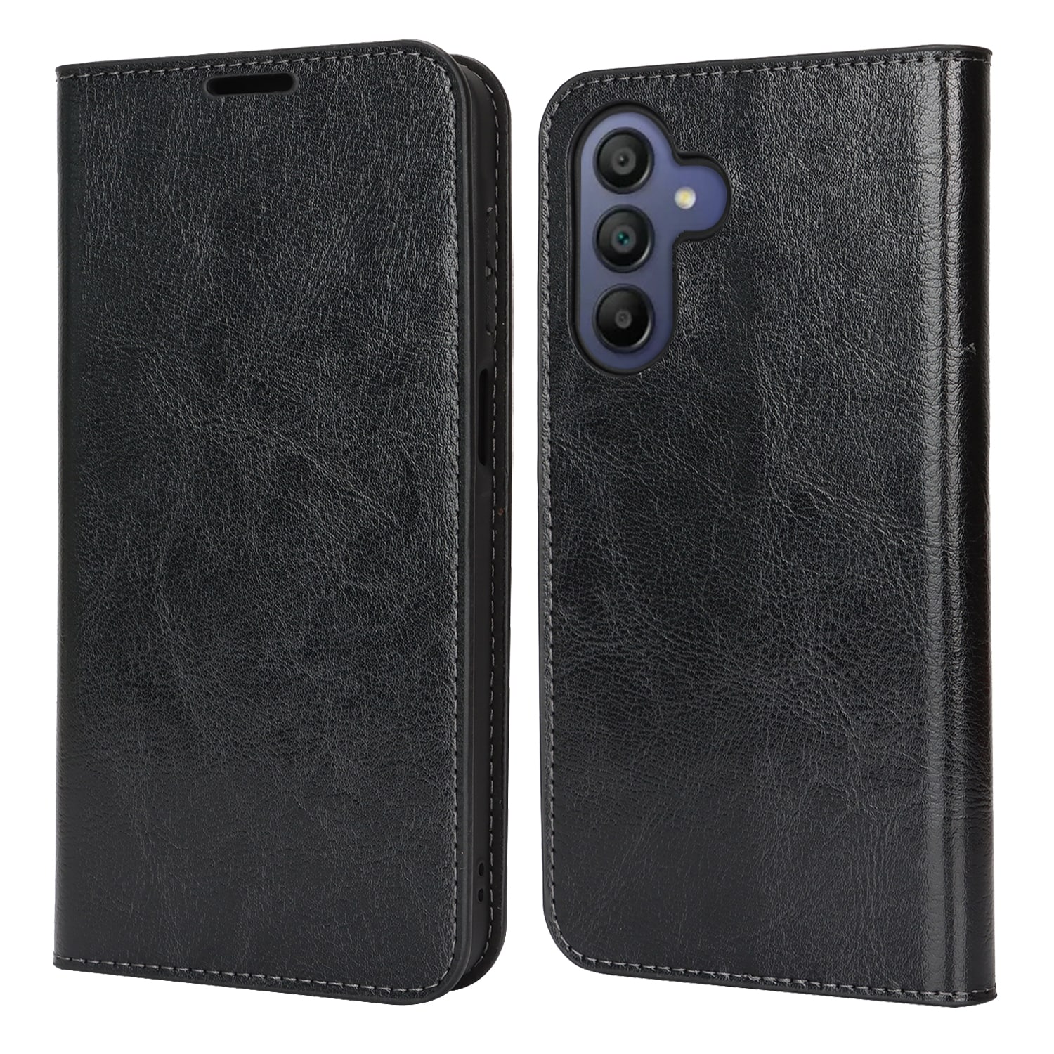 Samsung Galaxy A17 Handytasche aus Echtem Leder Schwarz