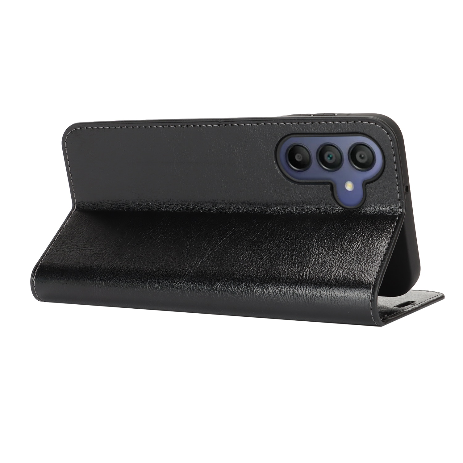 Samsung Galaxy A17 Handytasche aus Echtem Leder Schwarz