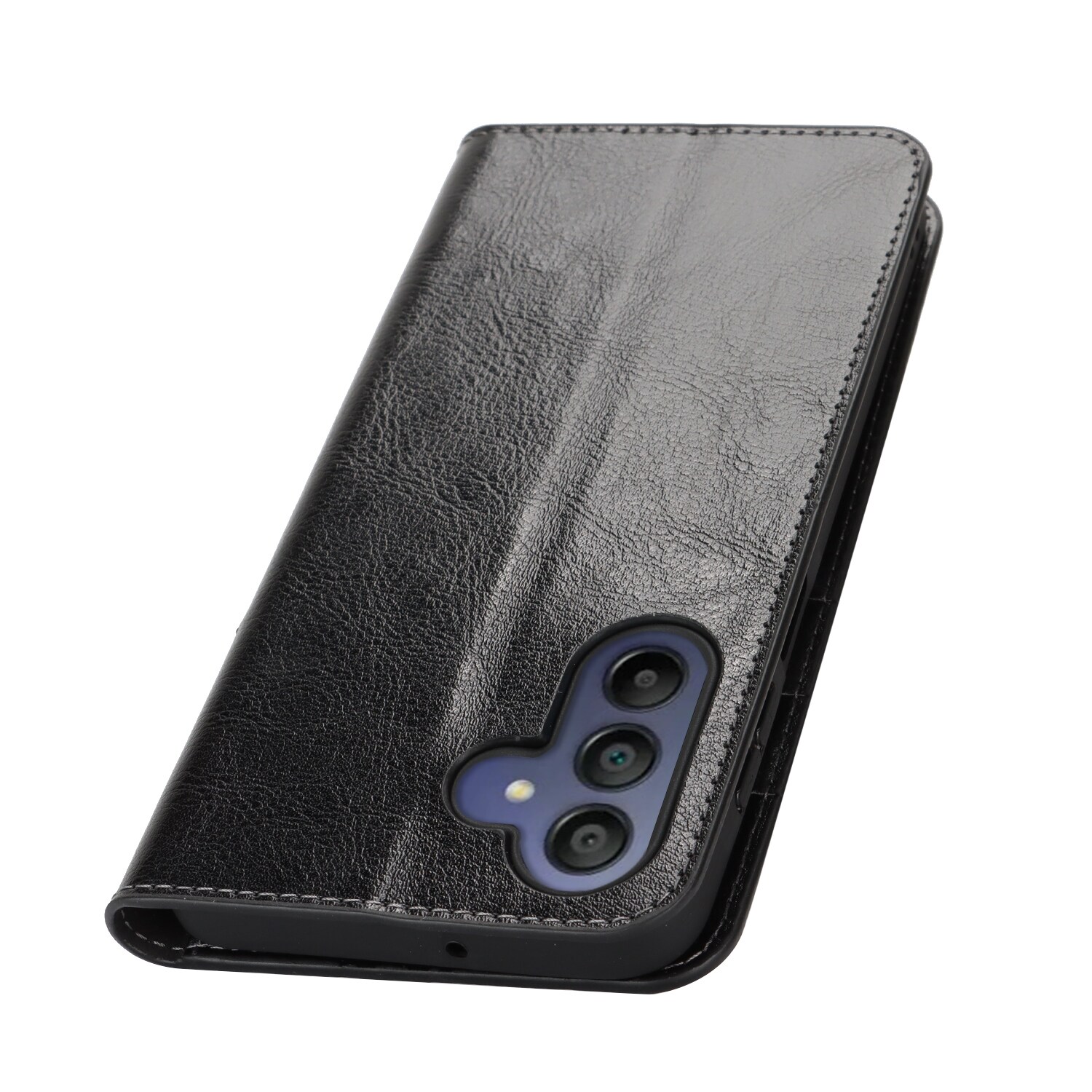 Samsung Galaxy A17 Handytasche aus Echtem Leder Schwarz