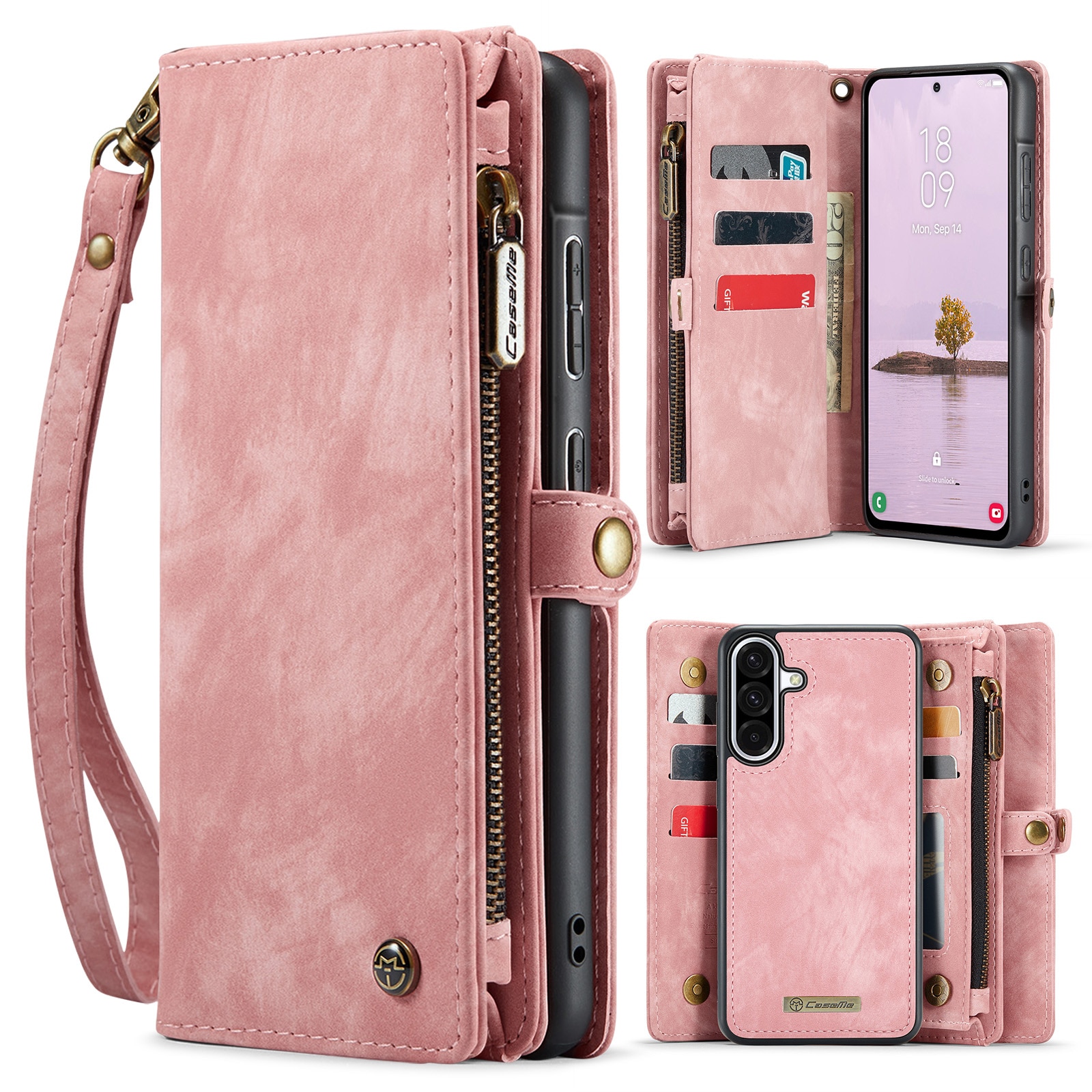 Multi-slot Portemonnaie-Hülle Samsung Galaxy A17 Rosa