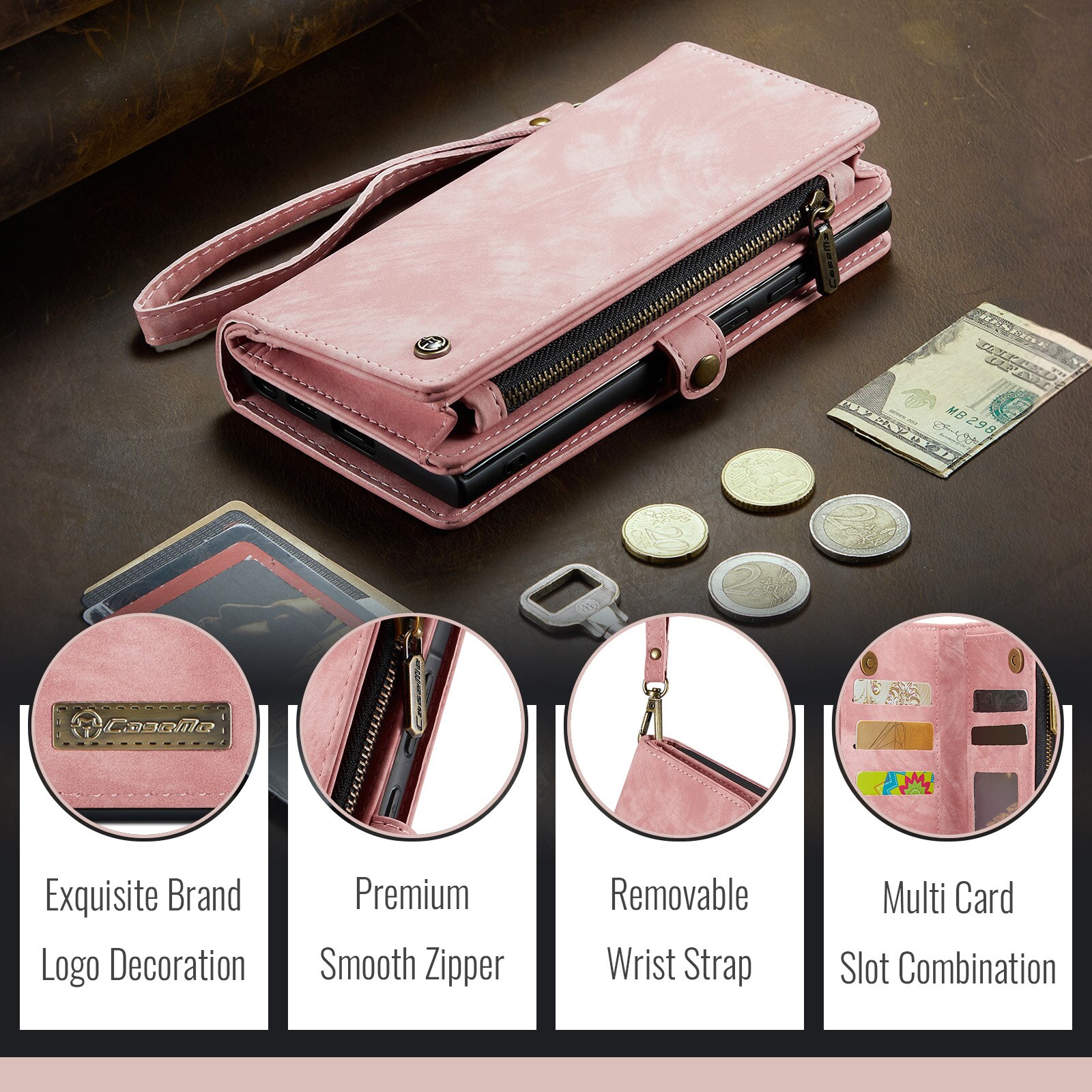 Multi-slot Portemonnaie-Hülle Samsung Galaxy A17 Rosa