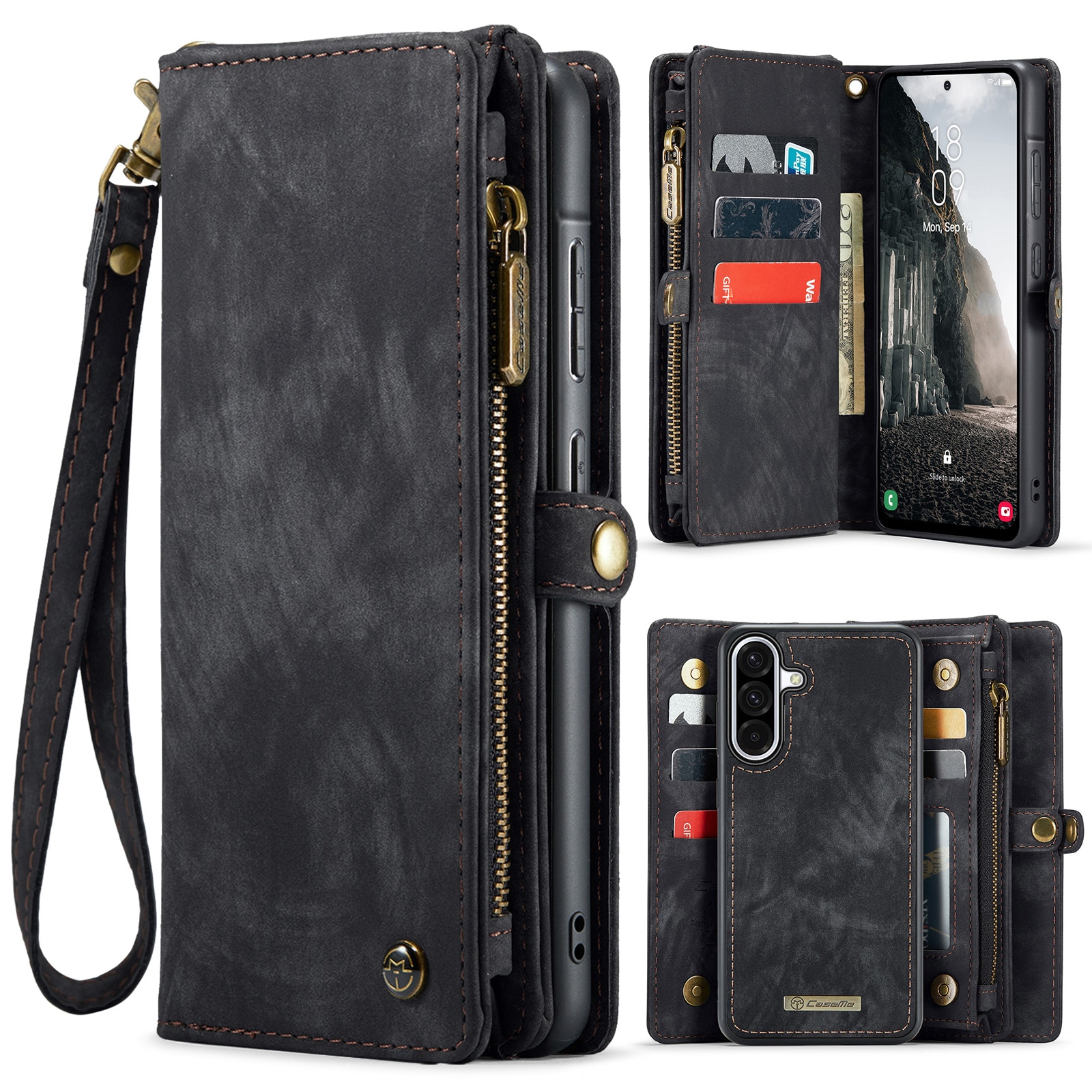 Multi-slot Portemonnaie-Hülle Samsung Galaxy A17 Grau