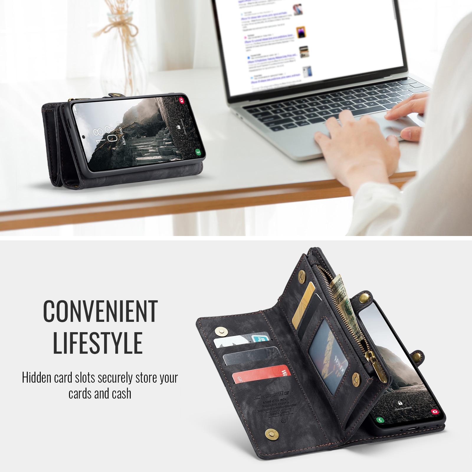 Multi-slot Portemonnaie-Hülle Samsung Galaxy A17 Grau