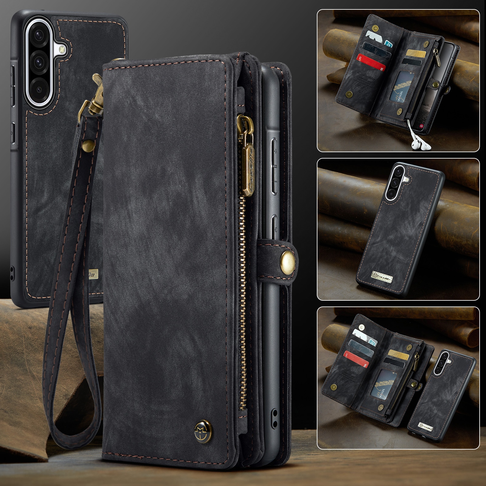 Multi-slot Portemonnaie-Hülle Samsung Galaxy A17 Grau