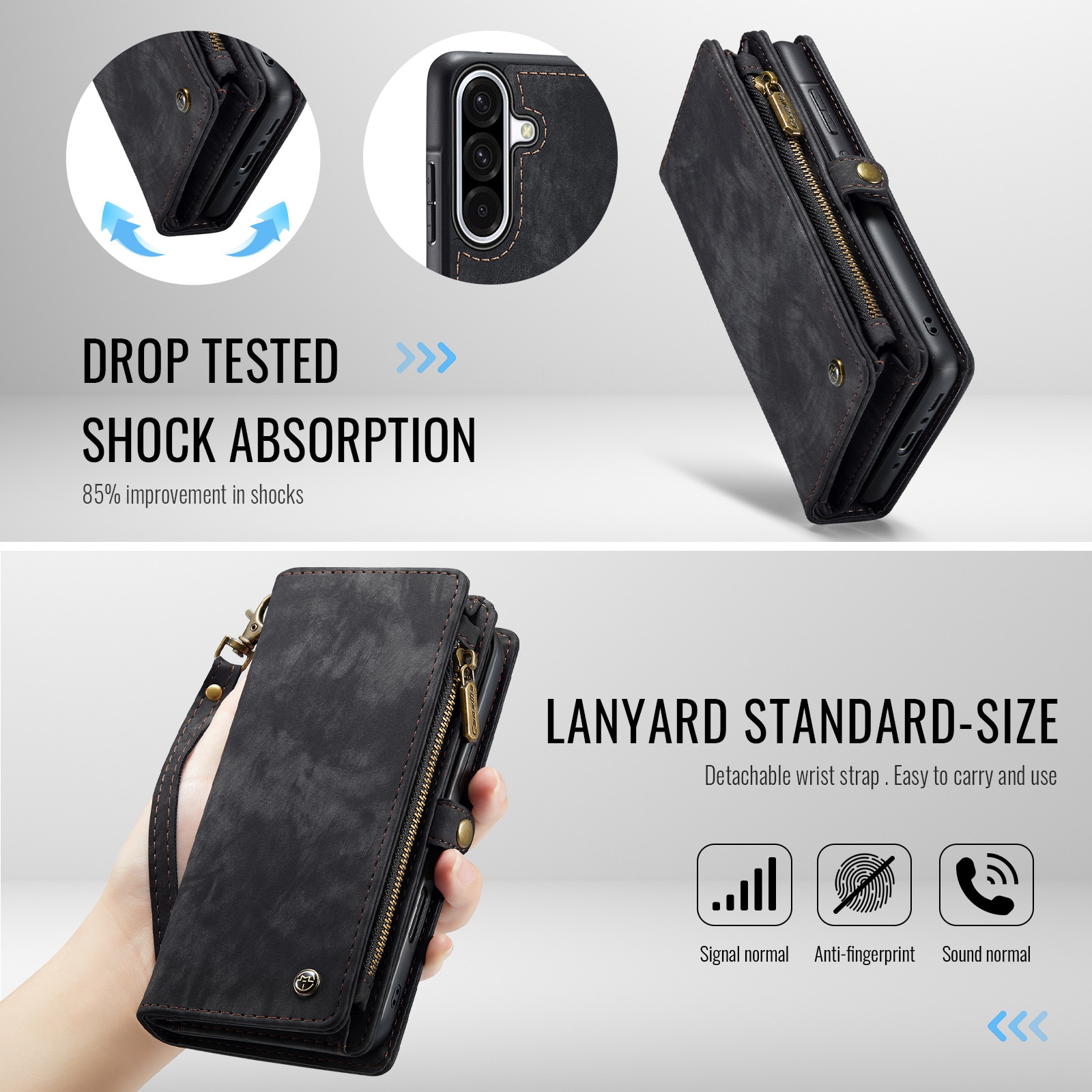 Multi-slot Portemonnaie-Hülle Samsung Galaxy A17 Grau