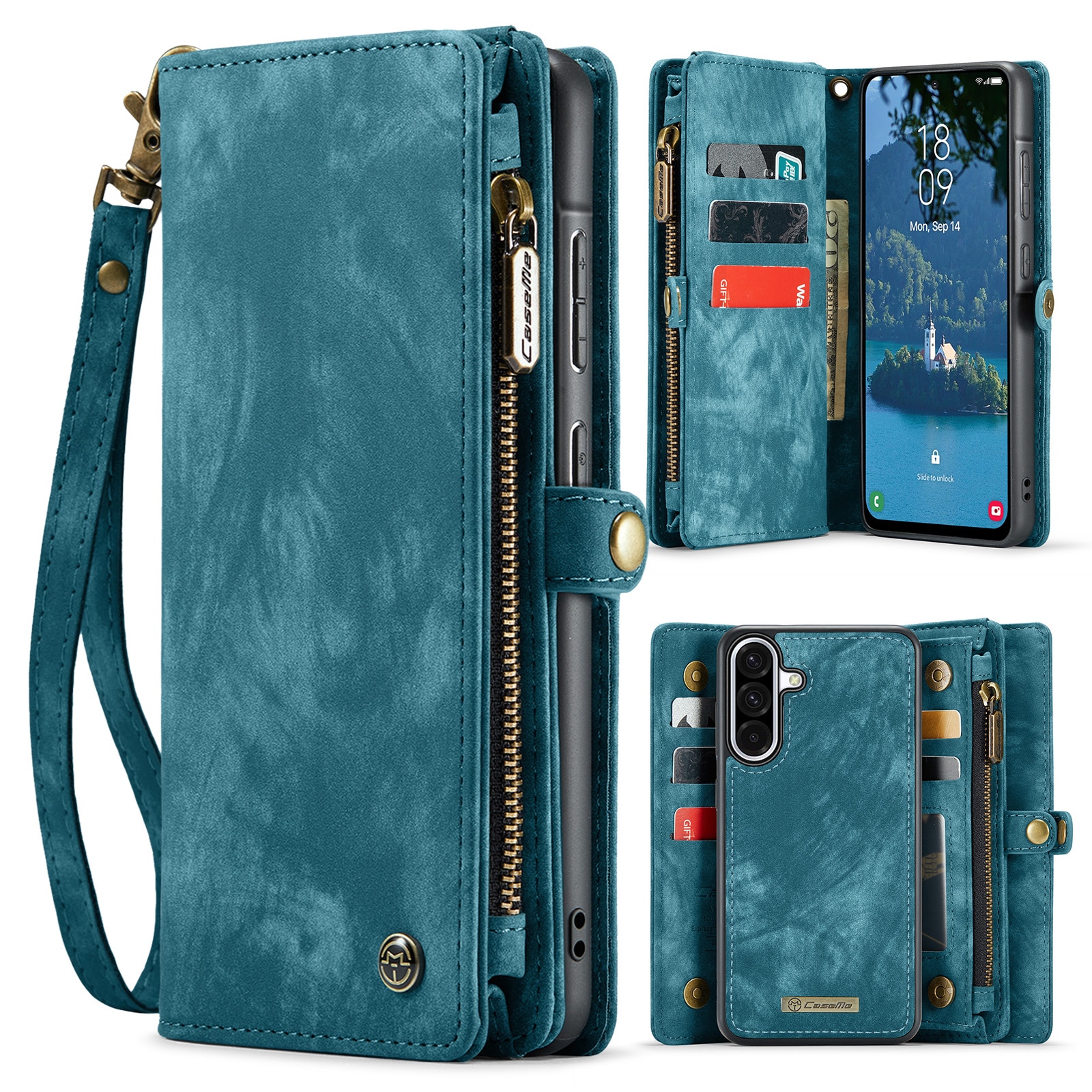 Multi-slot Portemonnaie-Hülle Samsung Galaxy A17 Blau