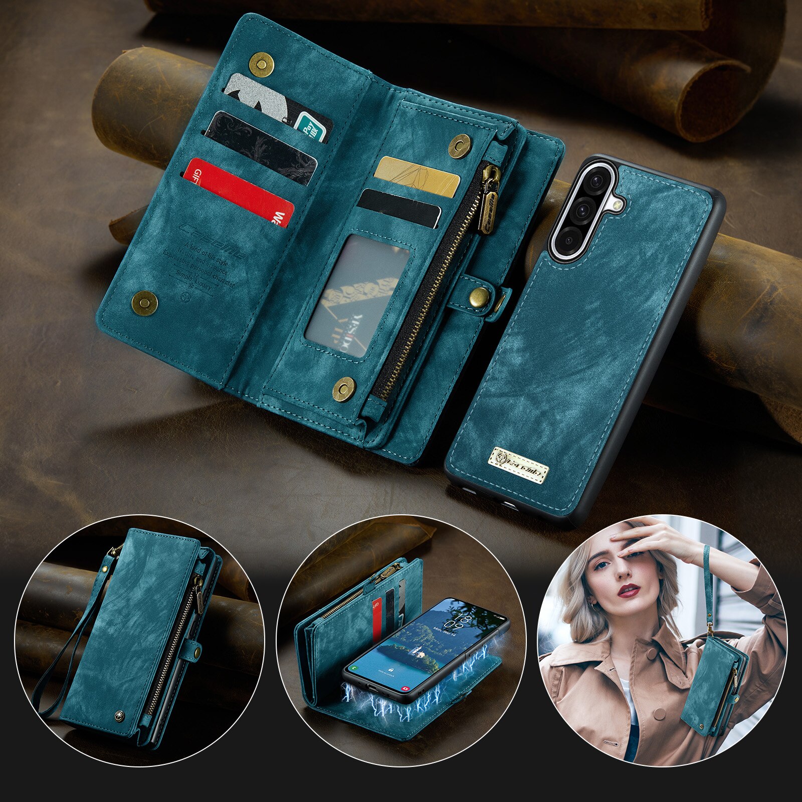 Multi-slot Portemonnaie-Hülle Samsung Galaxy A17 Blau