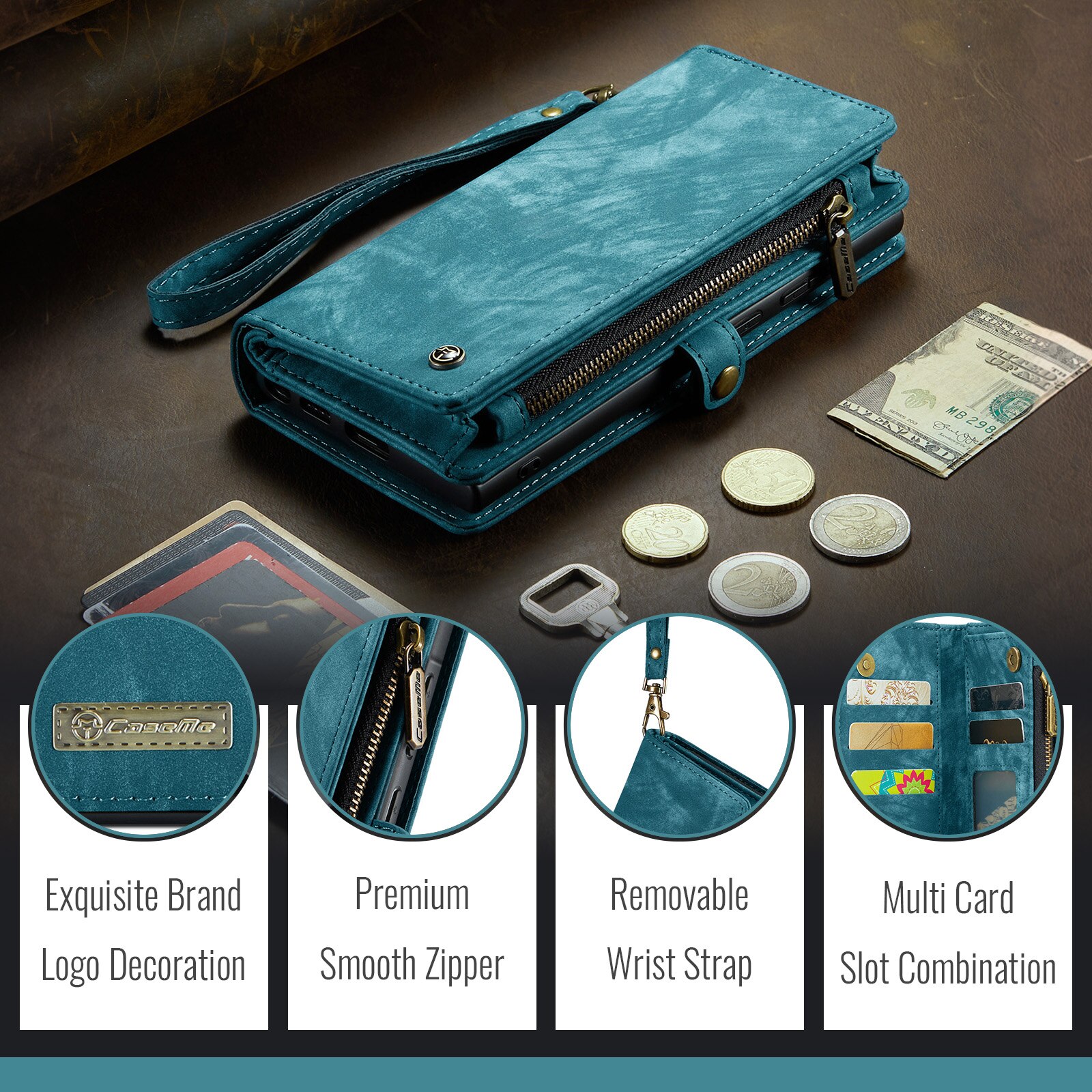 Multi-slot Portemonnaie-Hülle Samsung Galaxy A17 Blau