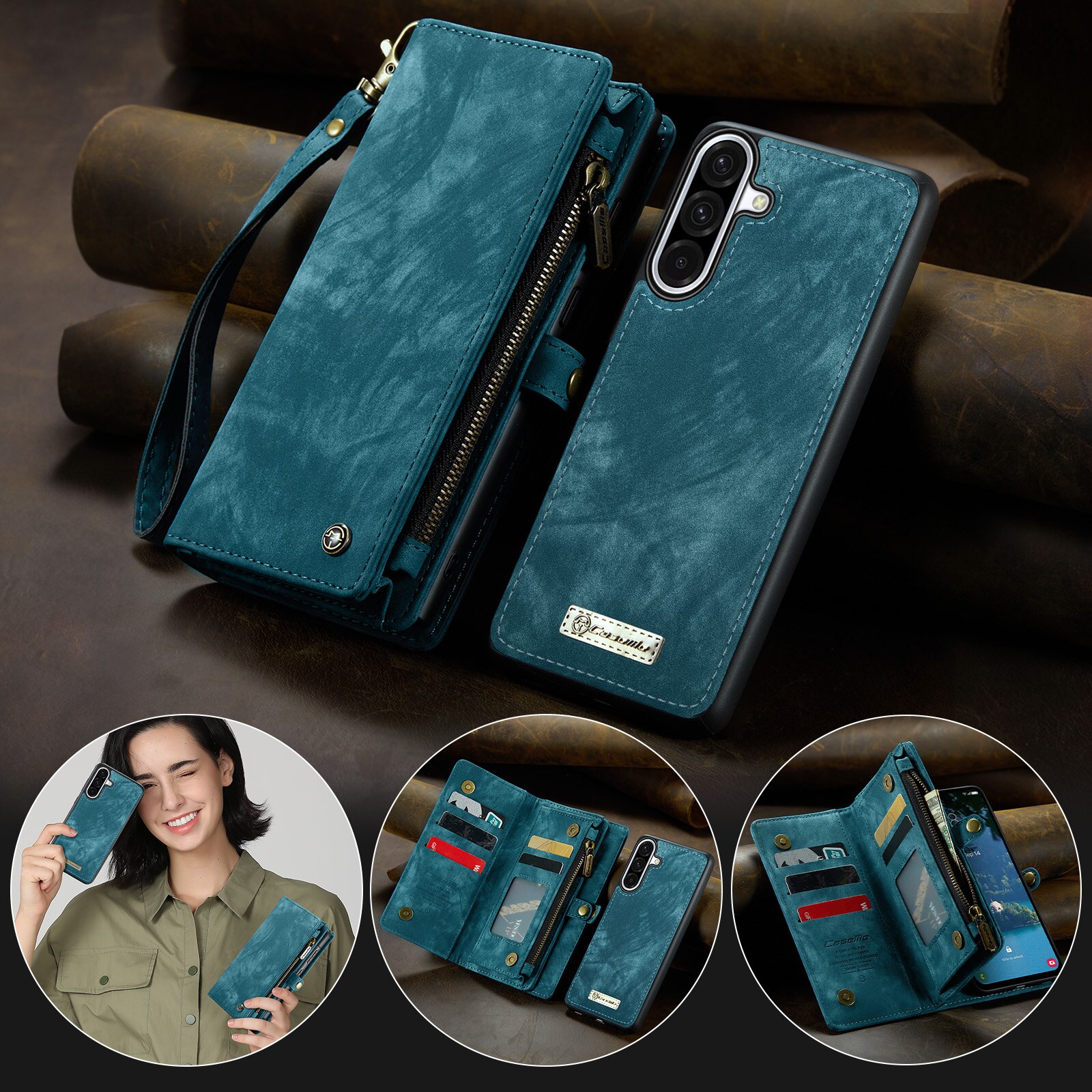 Multi-slot Portemonnaie-Hülle Samsung Galaxy A17 Blau
