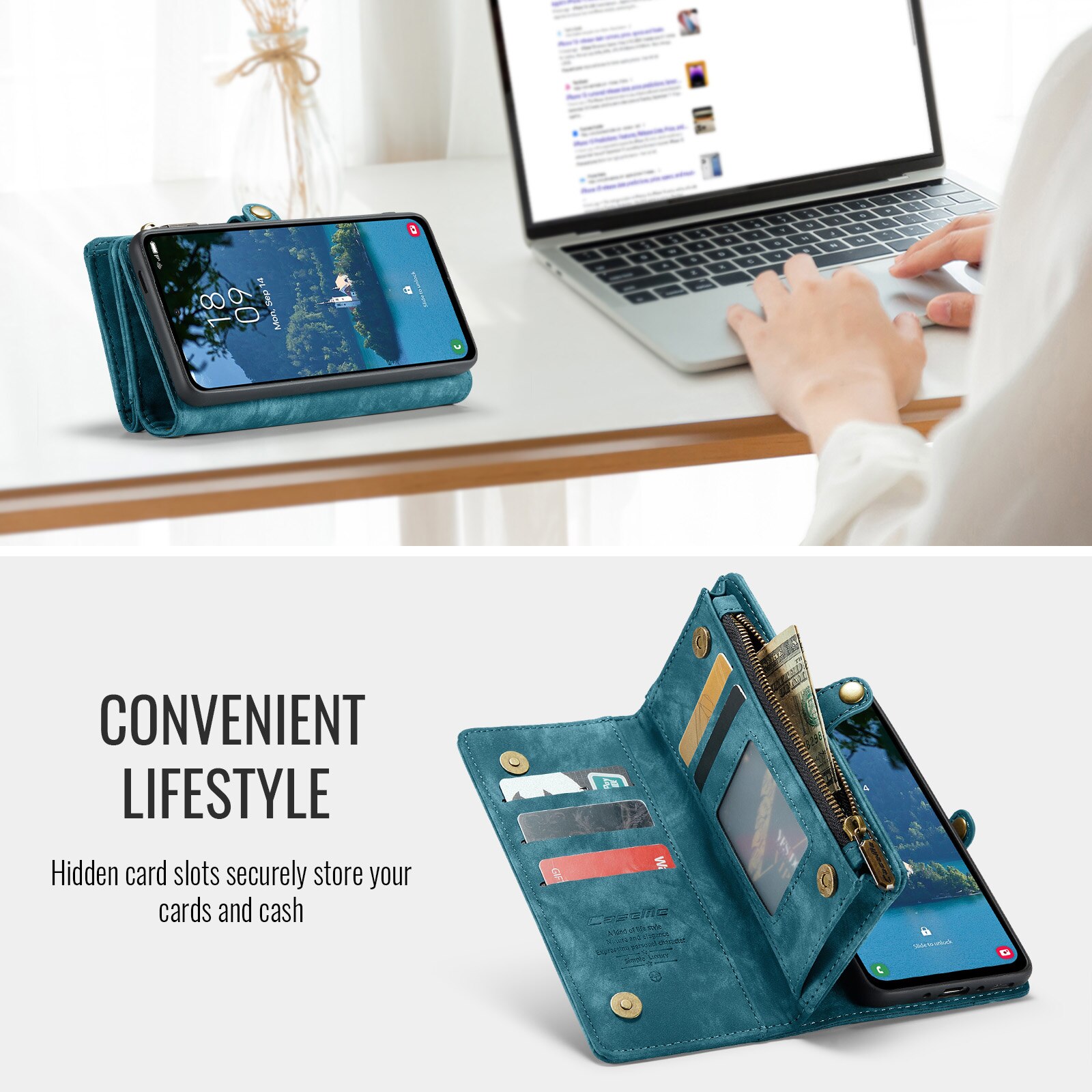 Multi-slot Portemonnaie-Hülle Samsung Galaxy A17 Blau