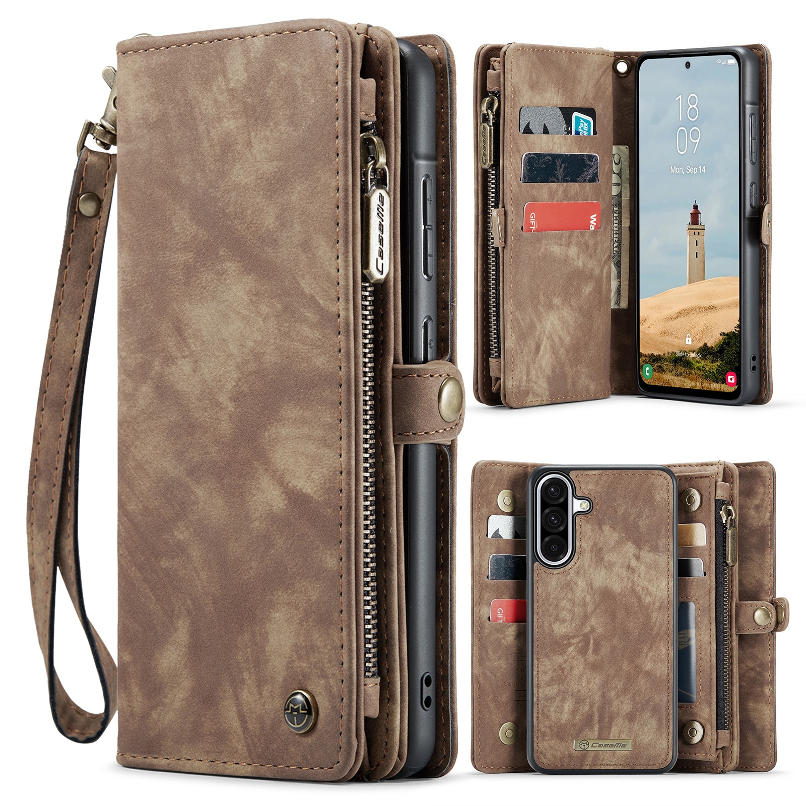 Multi-slot Portemonnaie-Hülle Samsung Galaxy A17 Braun
