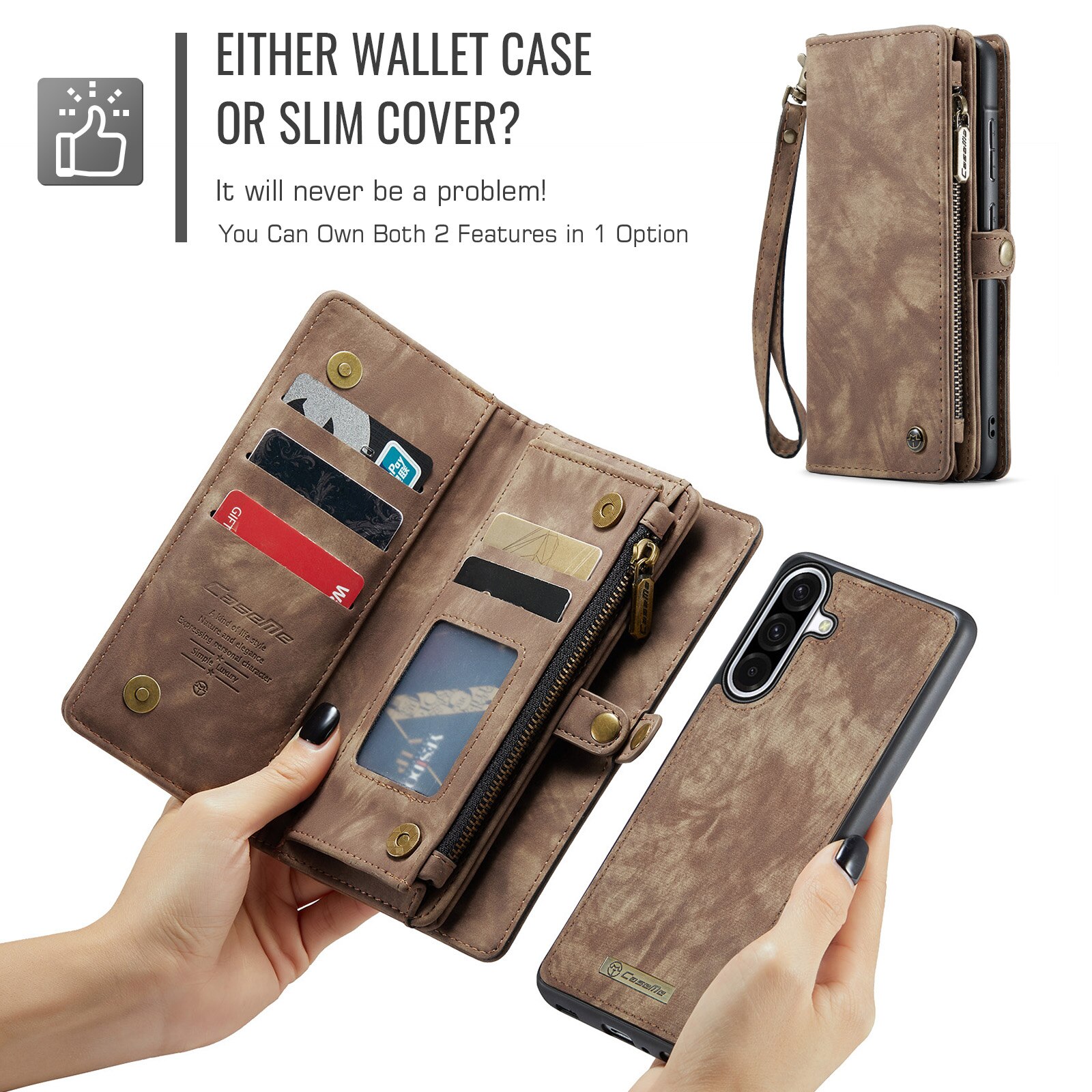 Multi-slot Portemonnaie-Hülle Samsung Galaxy A17 Braun