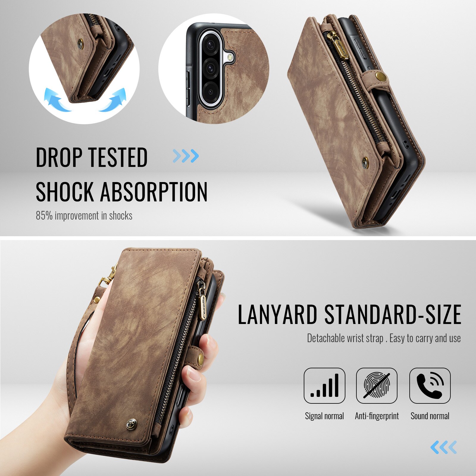 Multi-slot Portemonnaie-Hülle Samsung Galaxy A17 Braun