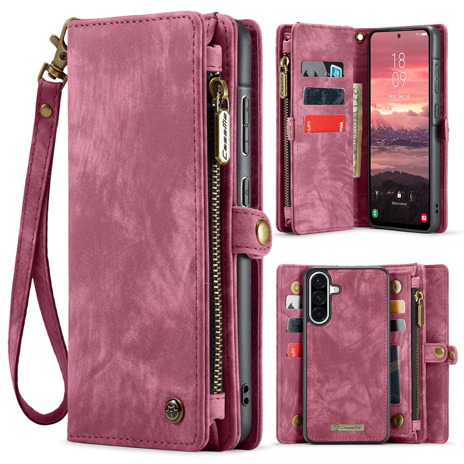 Multi-slot Portemonnaie-Hülle Samsung Galaxy A17 Rot