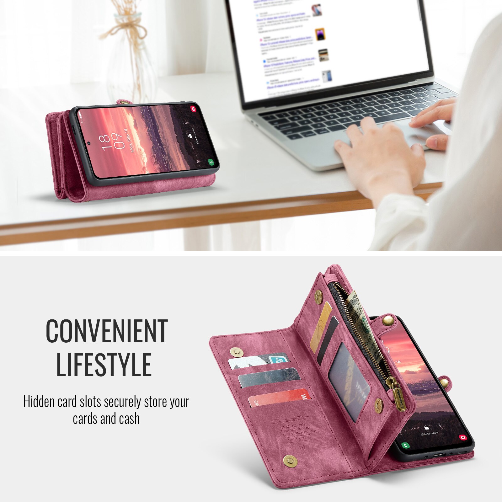 Multi-slot Portemonnaie-Hülle Samsung Galaxy A17 Rot