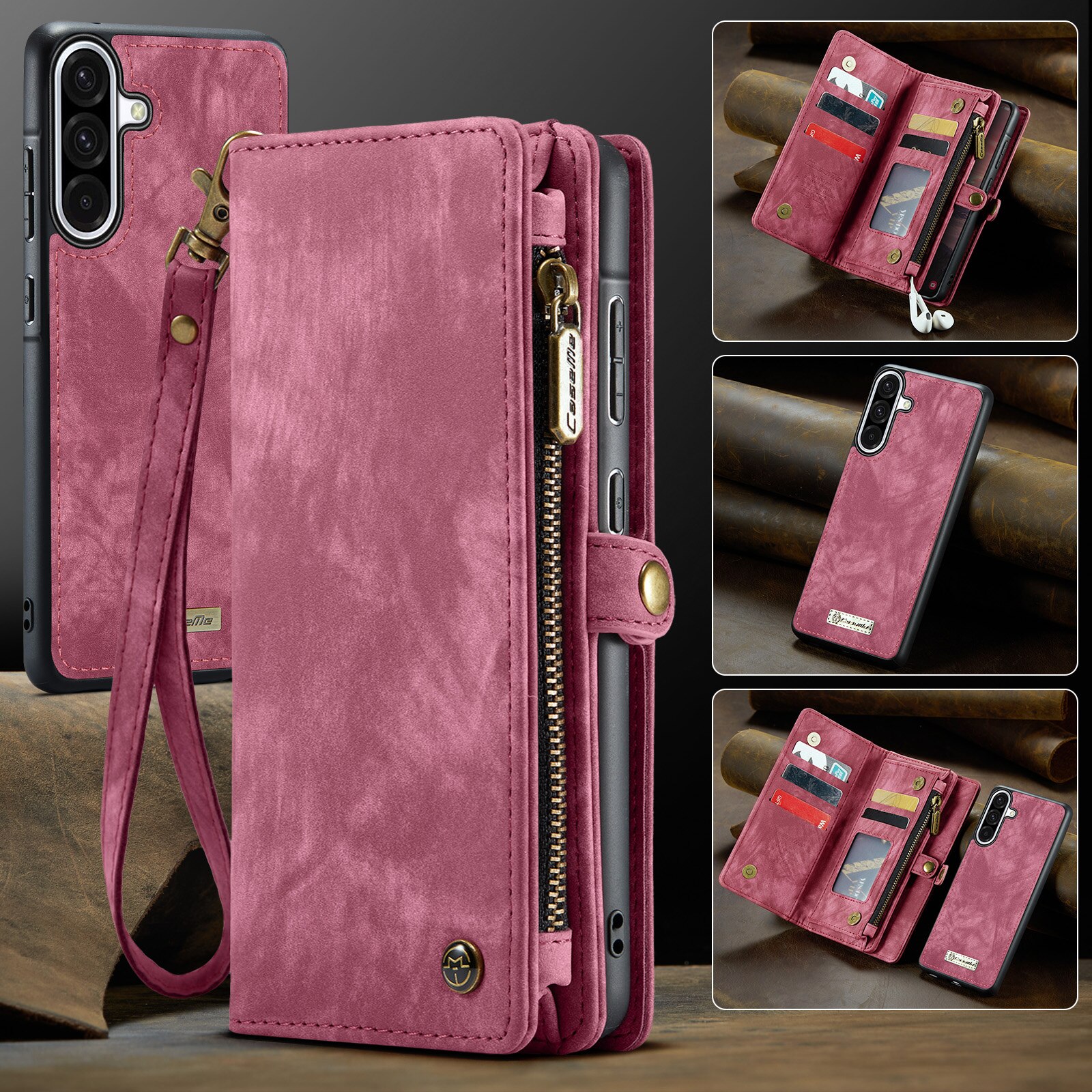 Multi-slot Portemonnaie-Hülle Samsung Galaxy A17 Rot