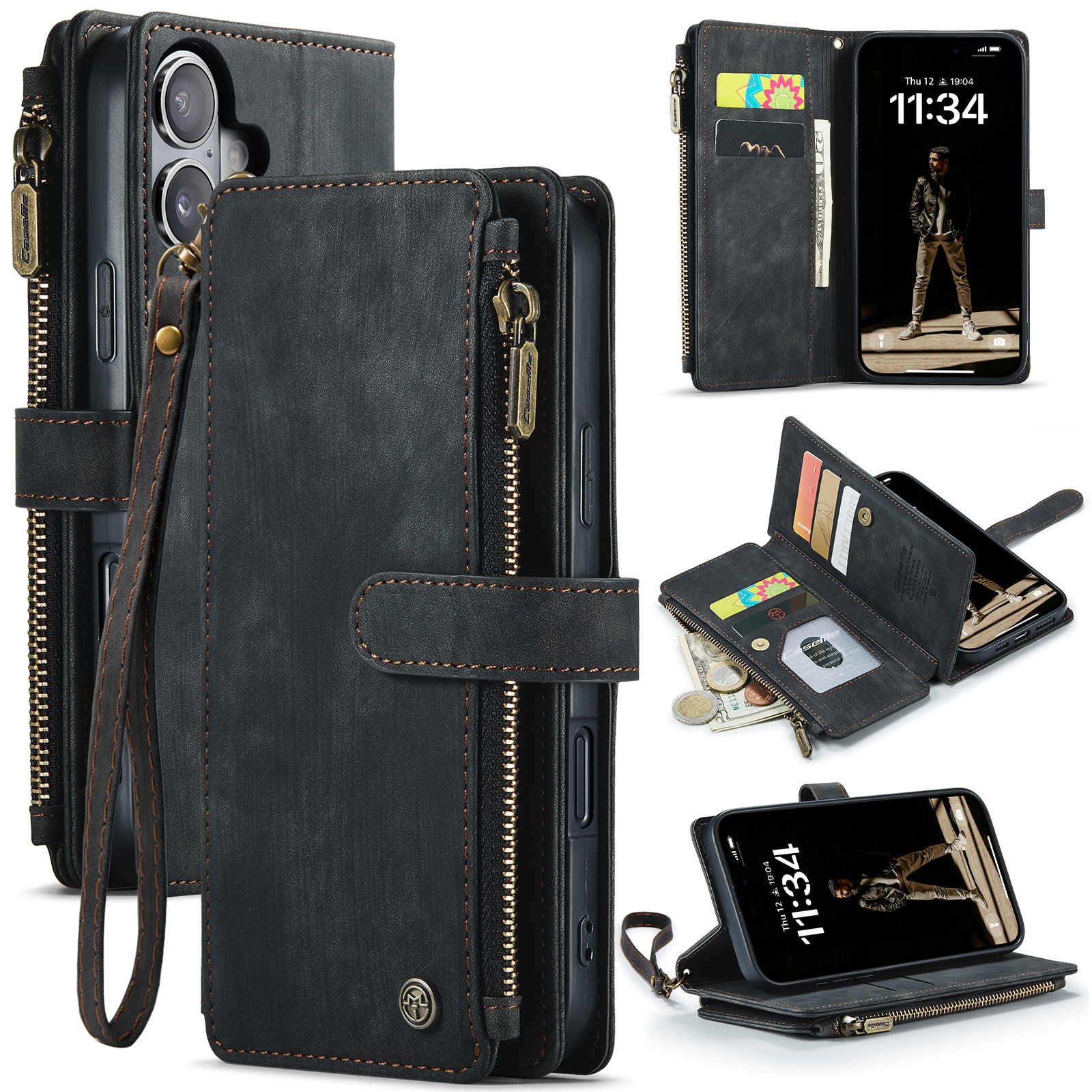 Zipper Portemonnaie-Hülle iPhone 17 Schwarz
