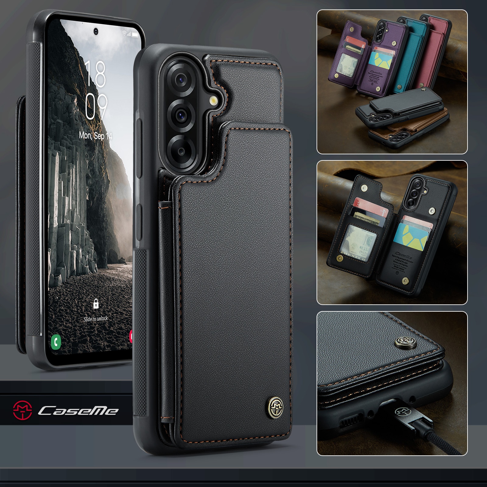 RFID-geschützte Portemonnaie-Hülle Samsung Galaxy A17 schwarz