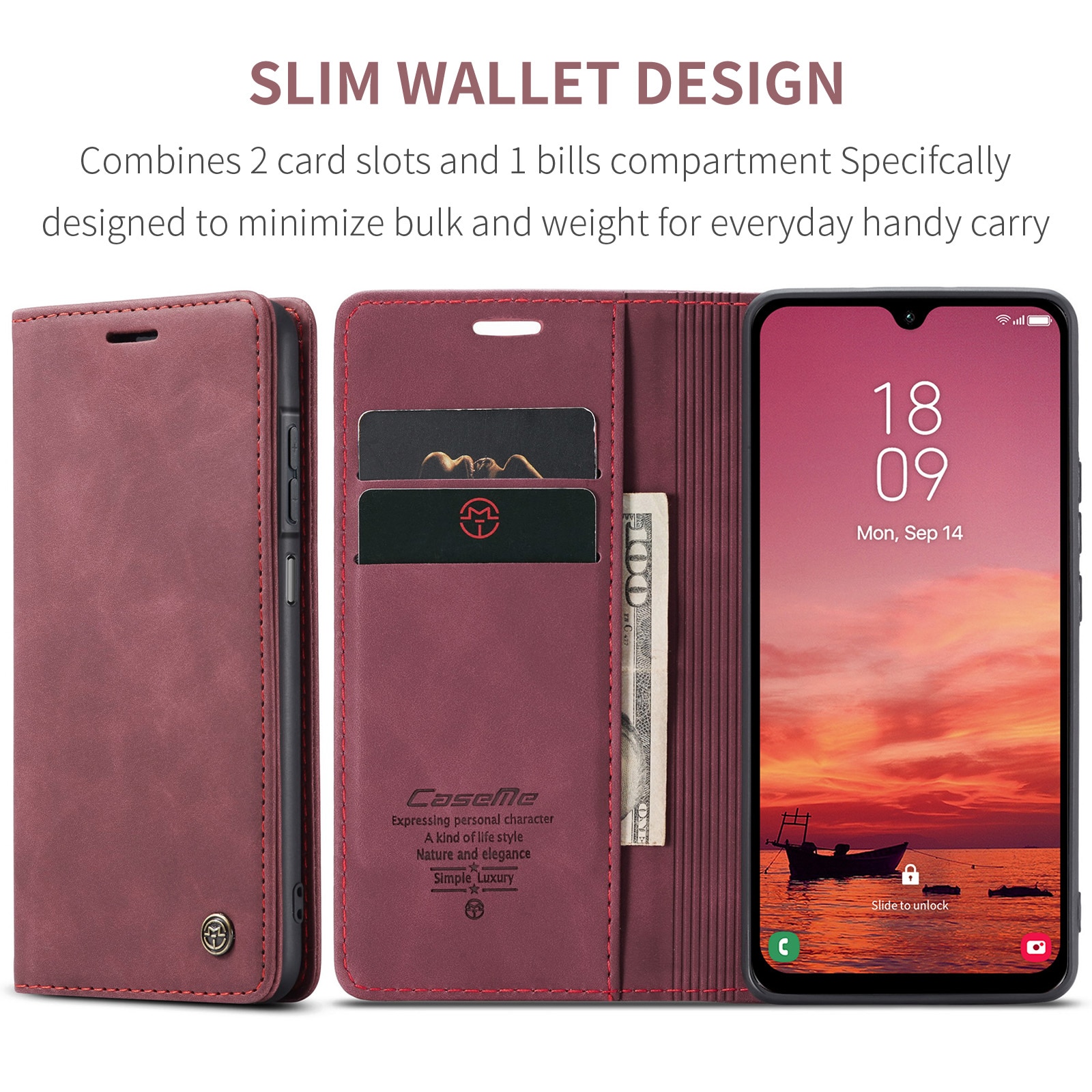 Slim Portemonnaie-Hülle Samsung Galaxy A17 Rot