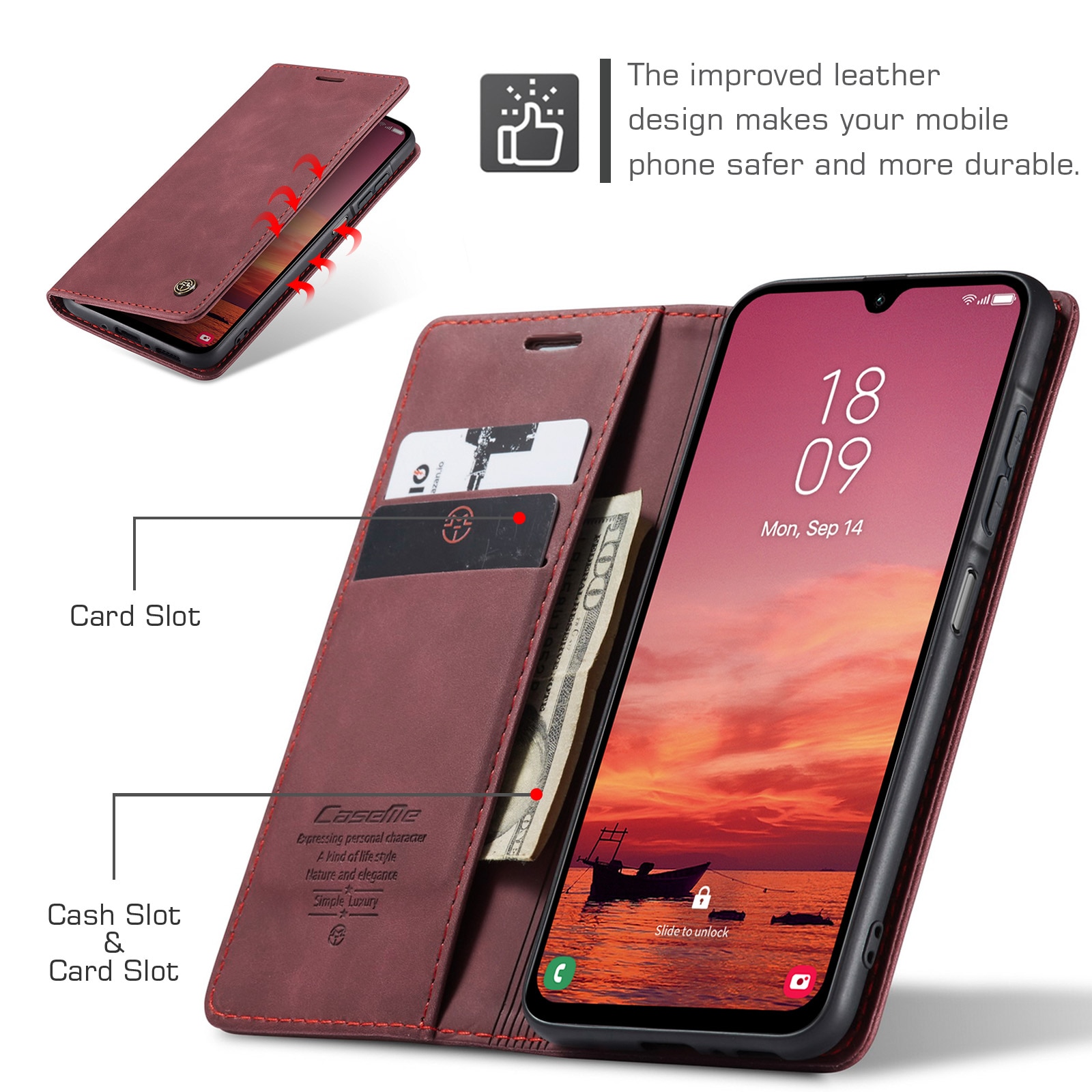 Slim Portemonnaie-Hülle Samsung Galaxy A17 Rot