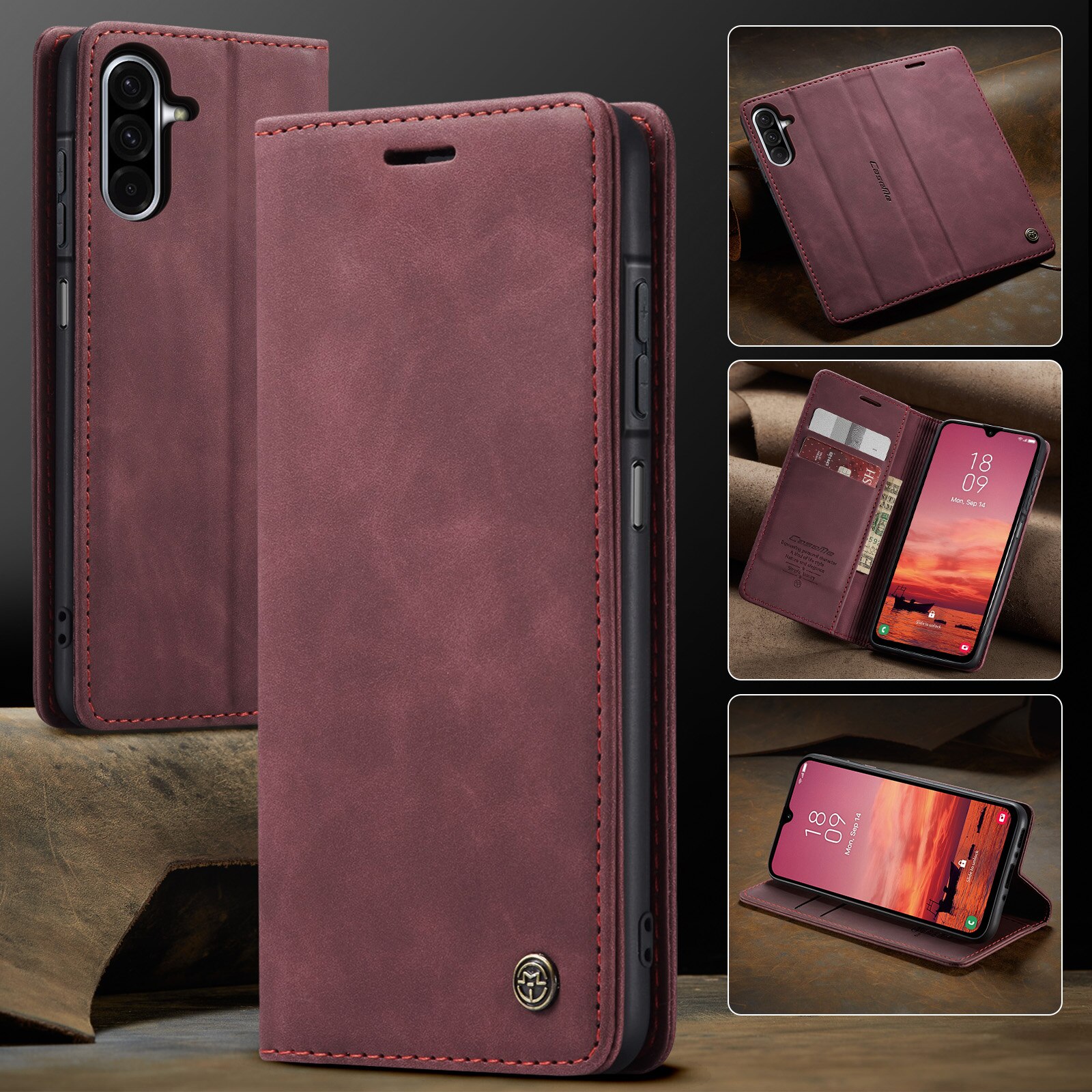 Slim Portemonnaie-Hülle Samsung Galaxy A17 Rot