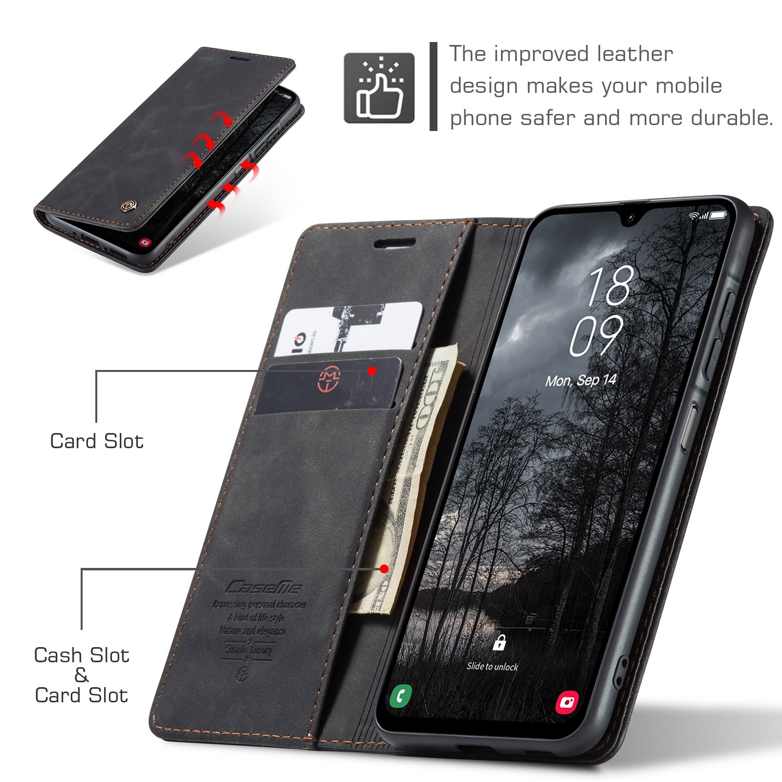 Slim Portemonnaie-Hülle Samsung Galaxy A17 Schwarz