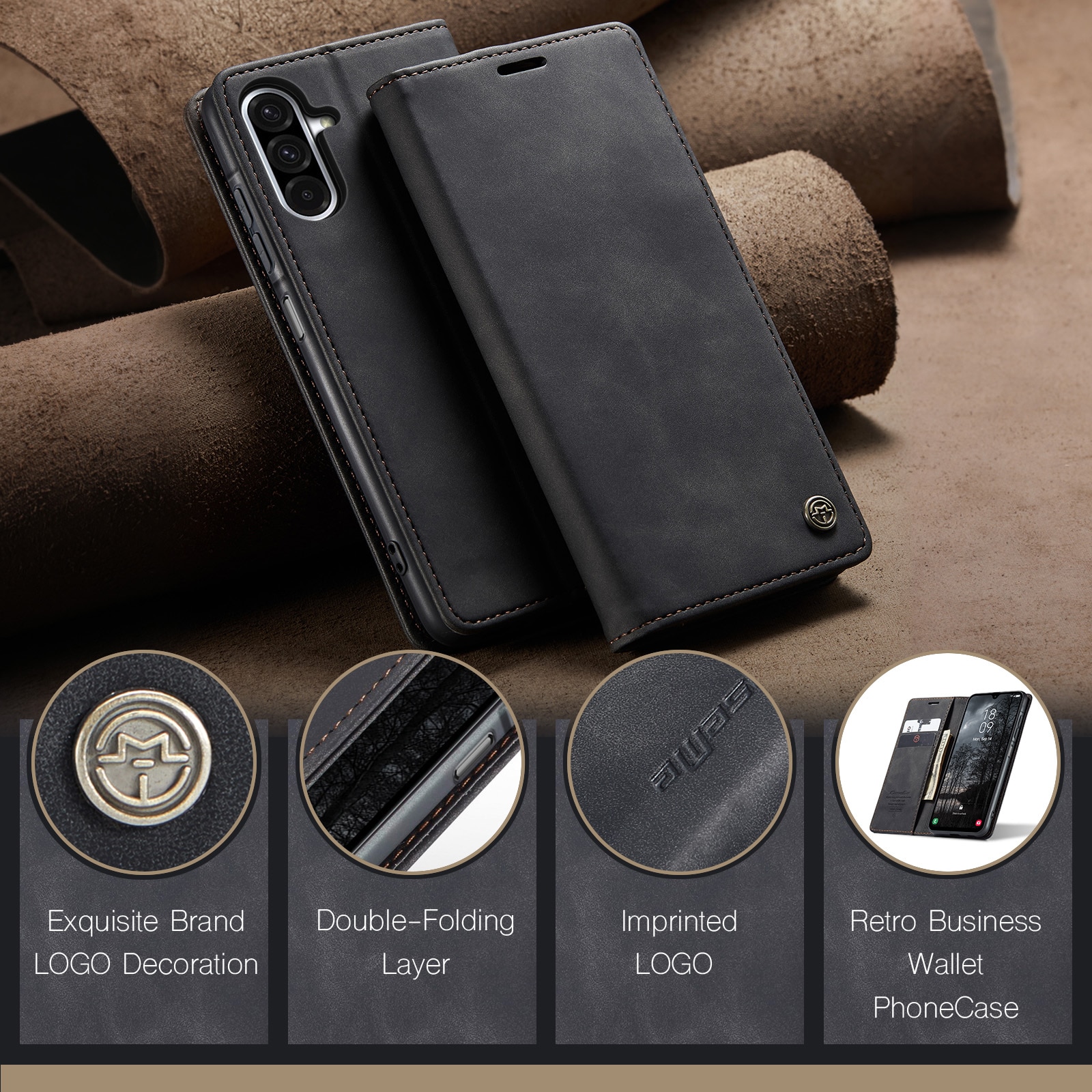 Slim Portemonnaie-Hülle Samsung Galaxy A17 Schwarz