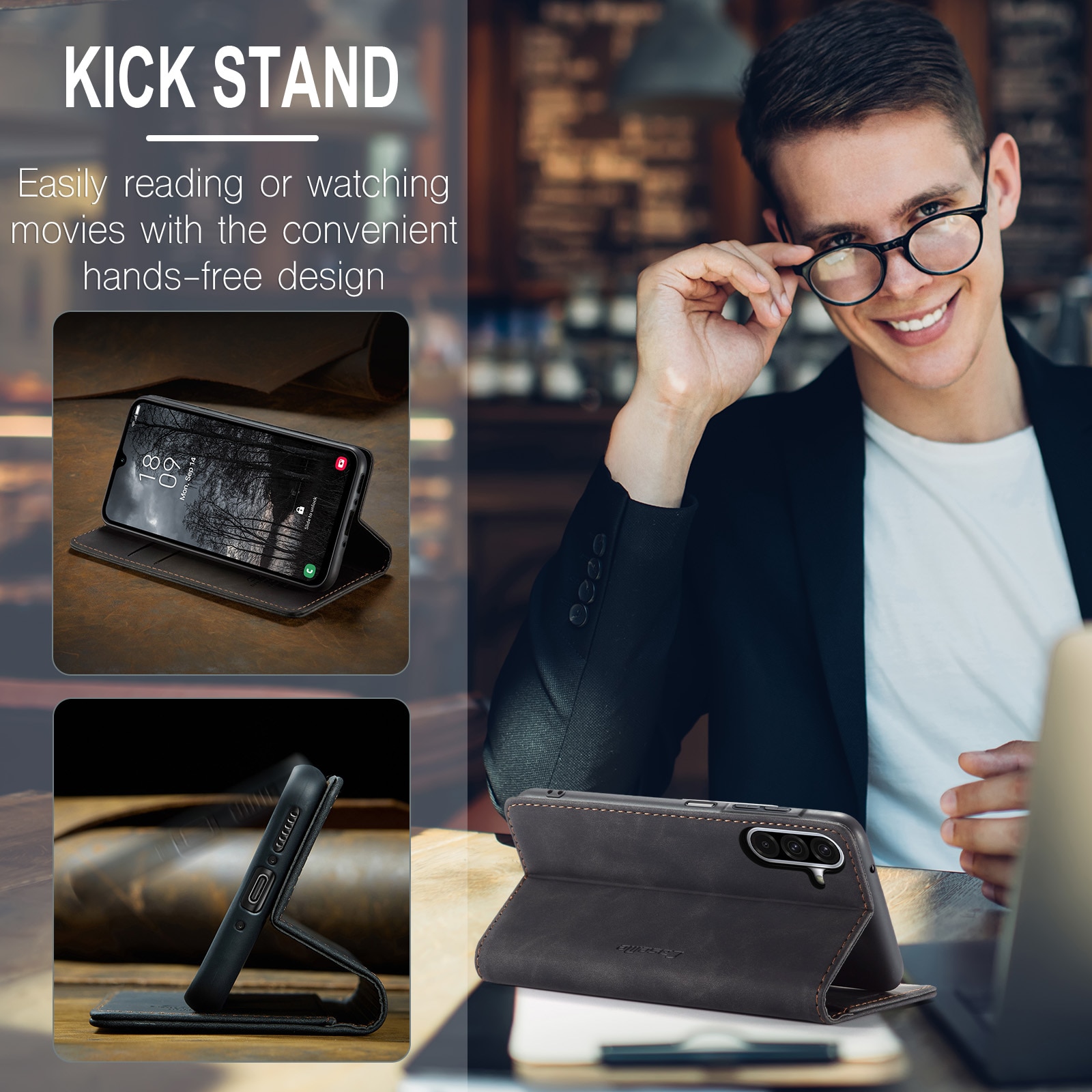 Slim Portemonnaie-Hülle Samsung Galaxy A17 Schwarz