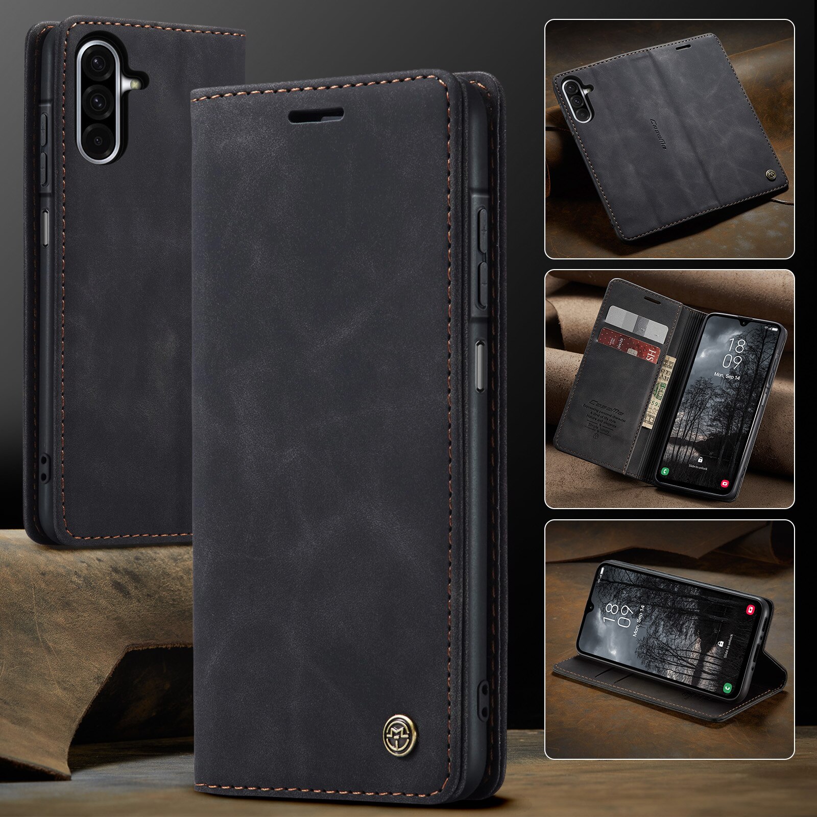 Slim Portemonnaie-Hülle Samsung Galaxy A17 Schwarz