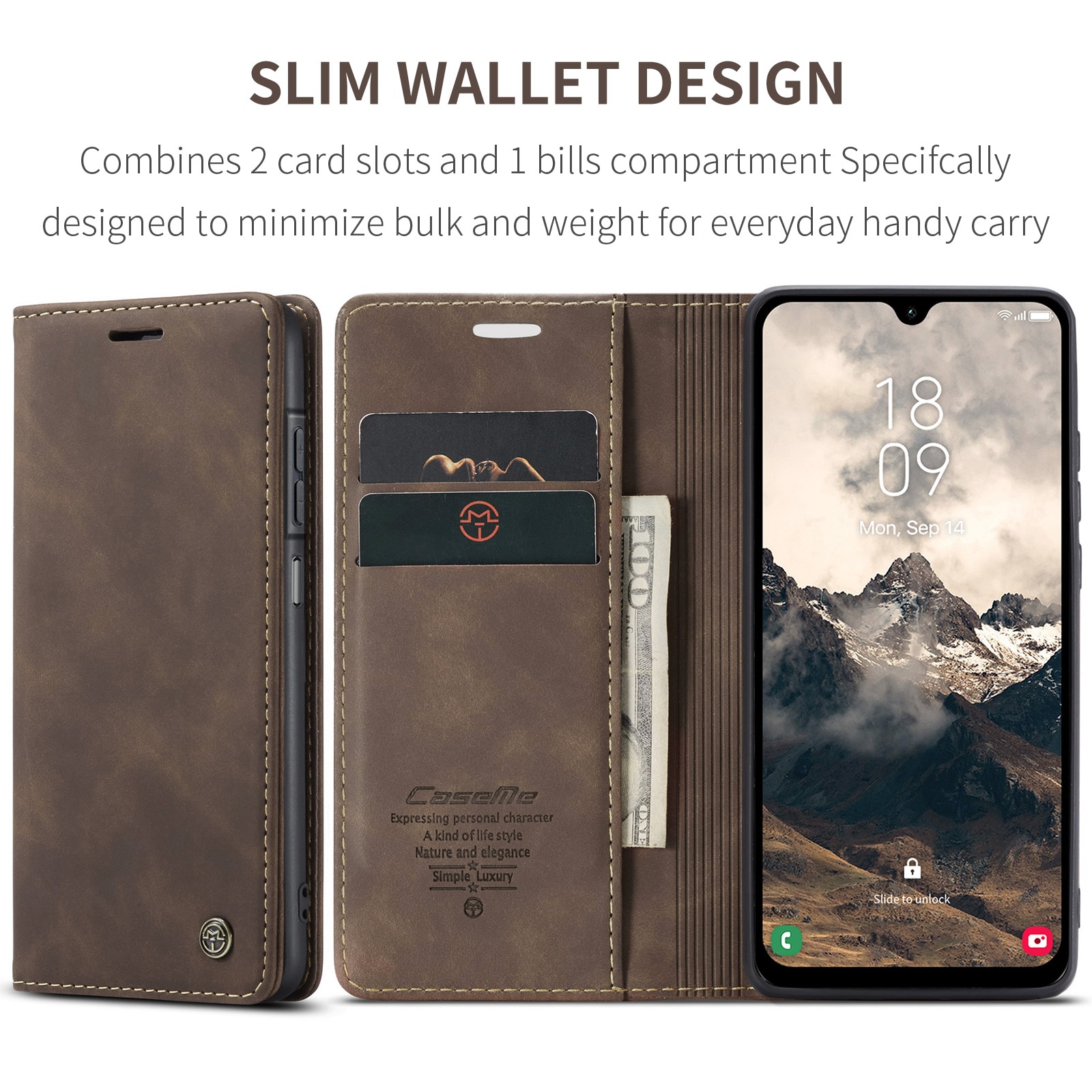 Slim Portemonnaie-Hülle Samsung Galaxy A17 Braun