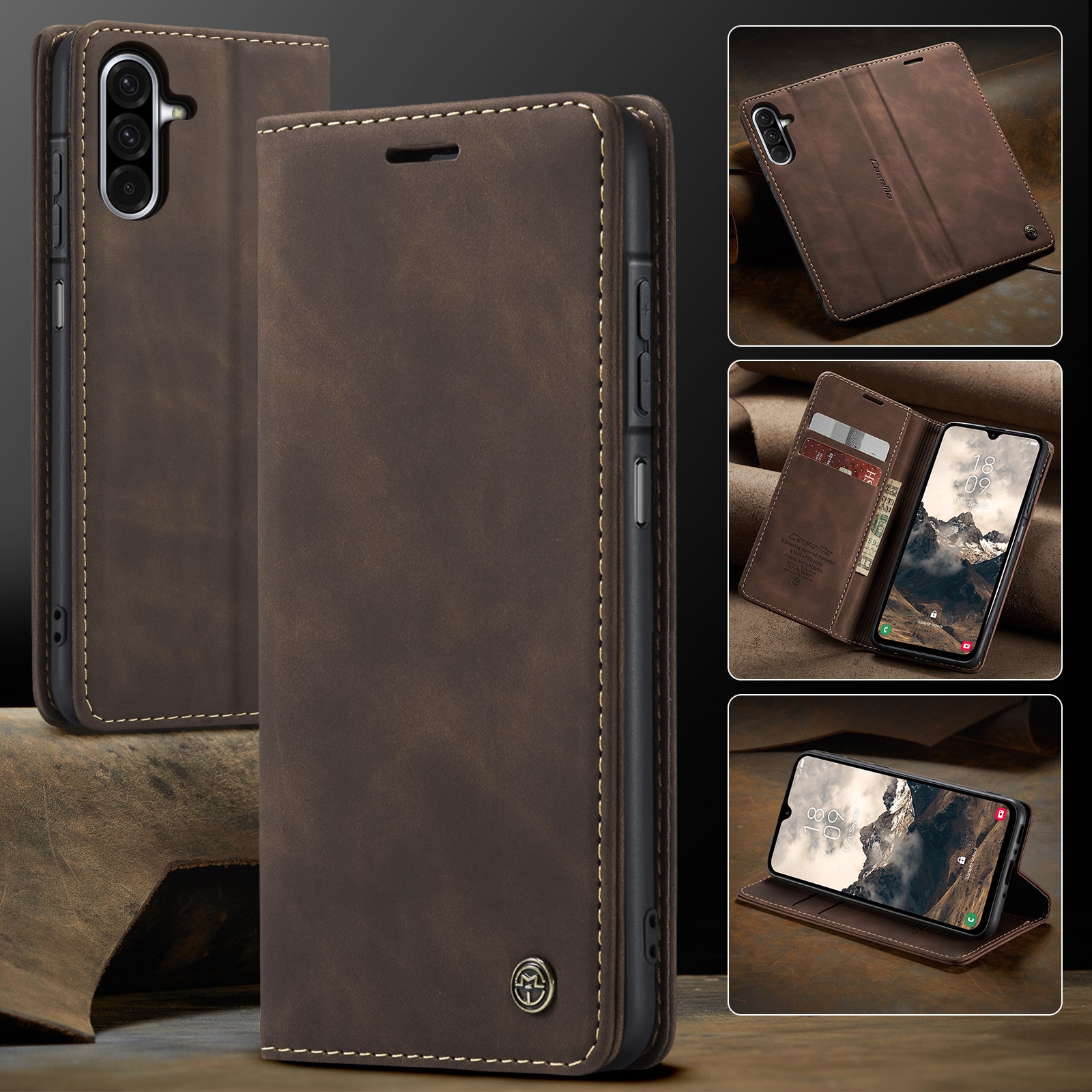 Slim Portemonnaie-Hülle Samsung Galaxy A17 Braun