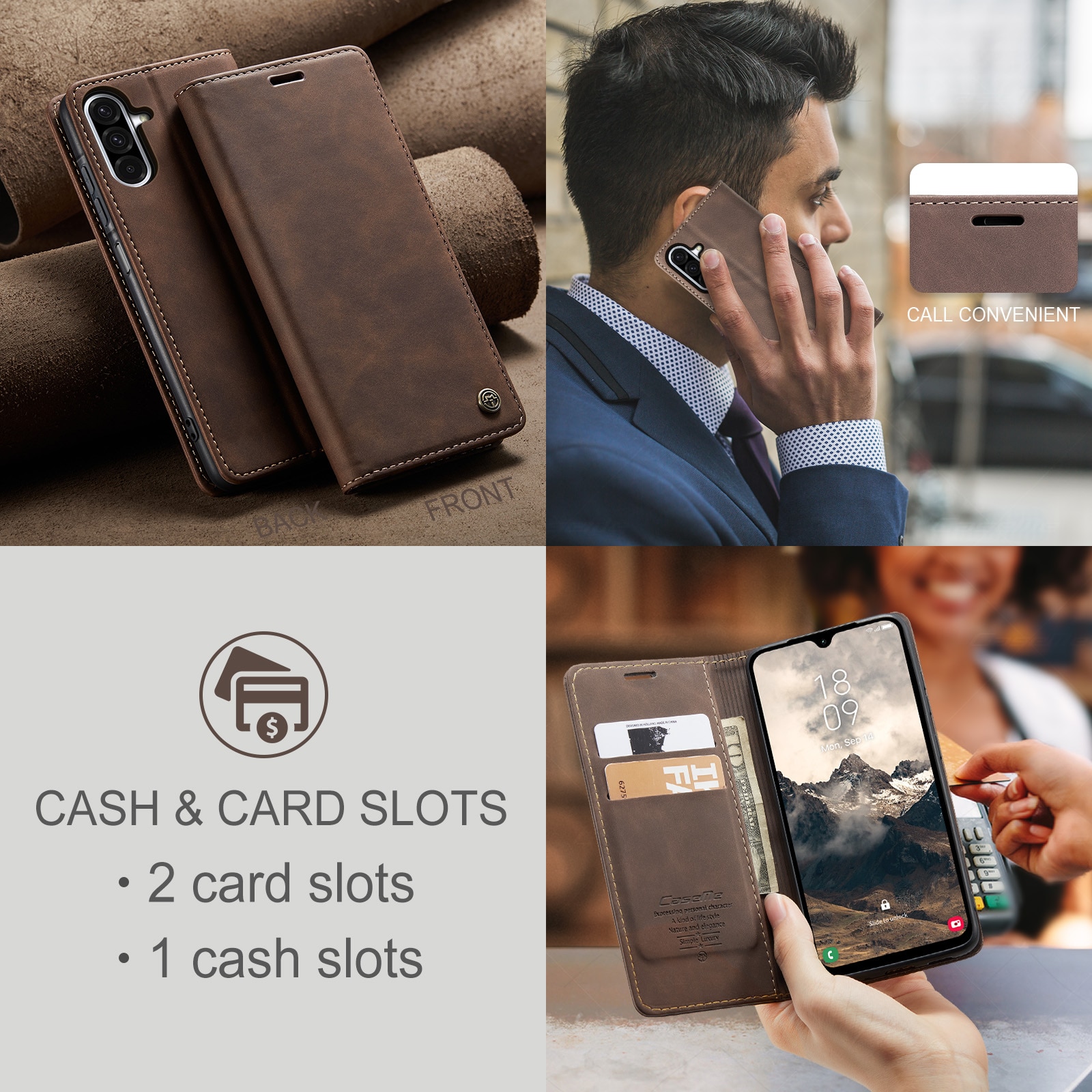 Slim Portemonnaie-Hülle Samsung Galaxy A17 Braun
