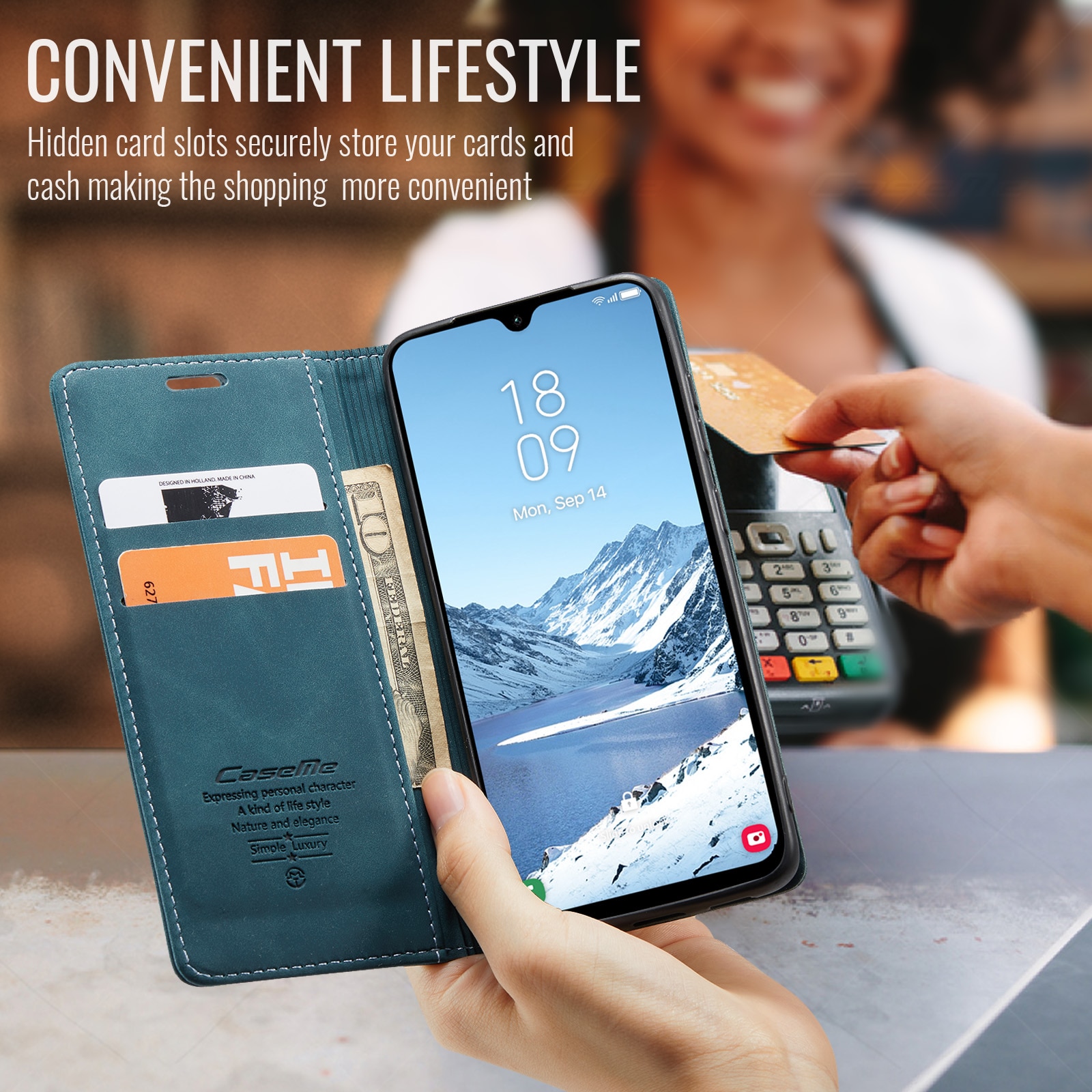 Slim Portemonnaie-Hülle Samsung Galaxy A17 Blau